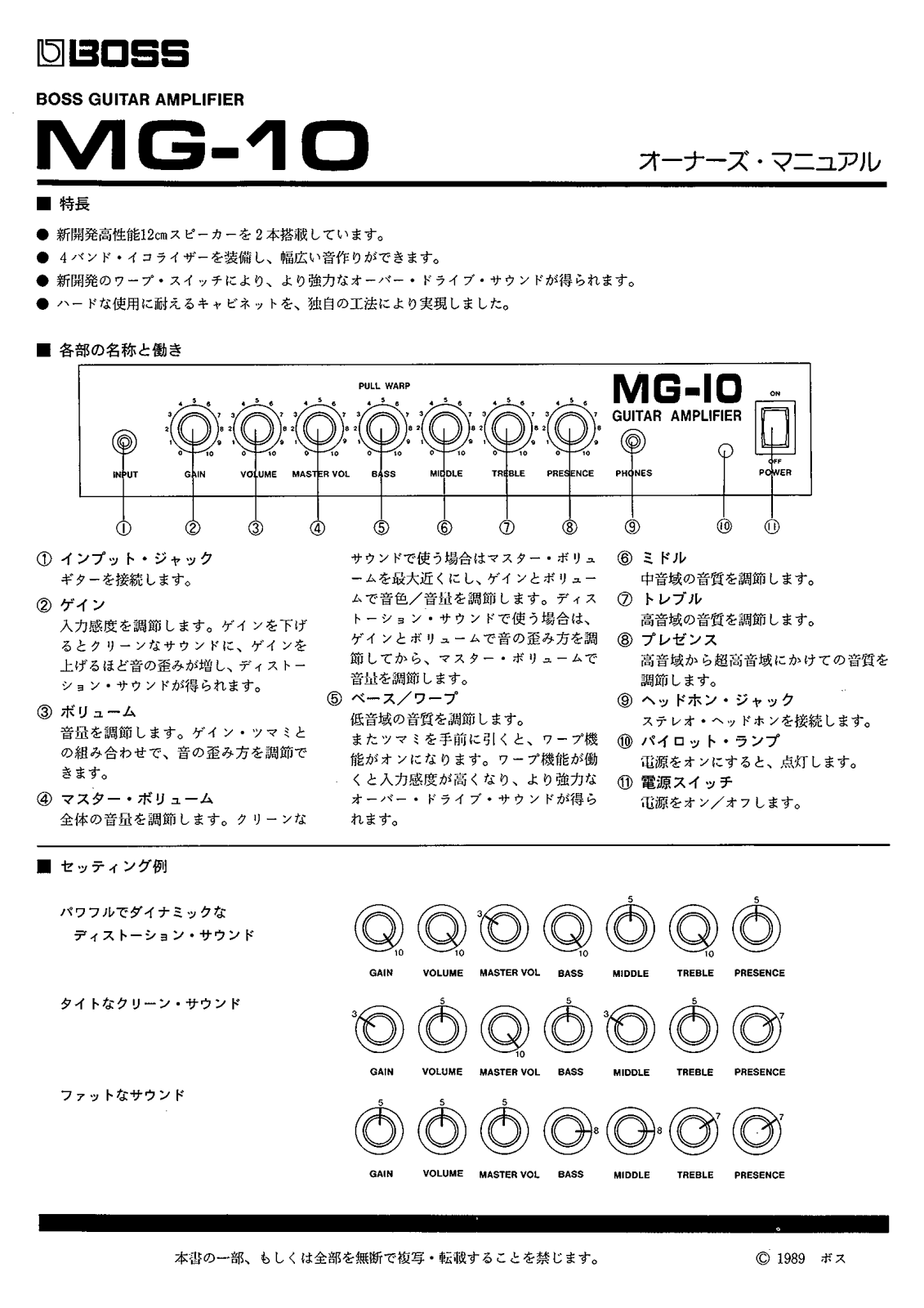 Roland MG-10 User Manual