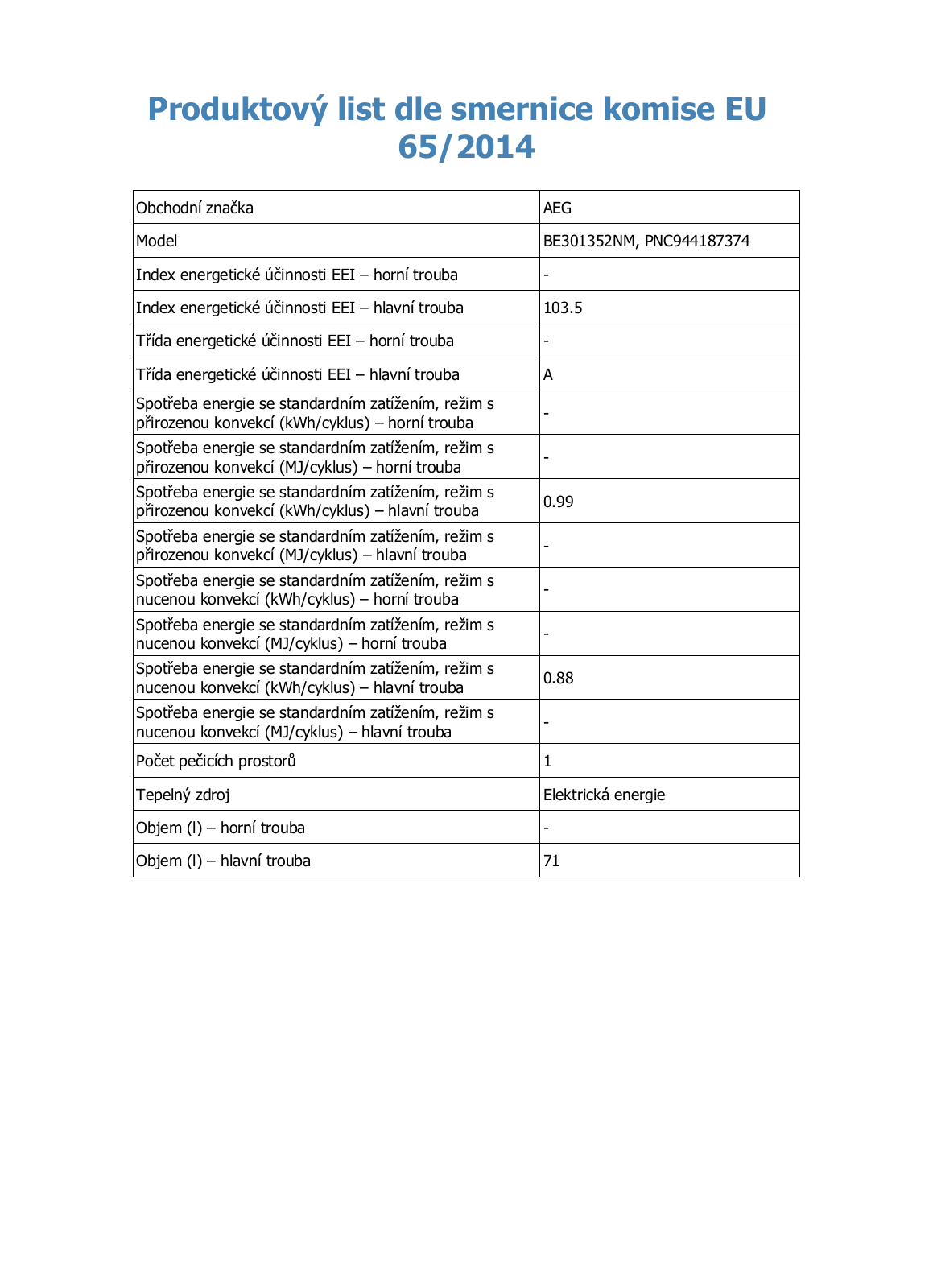 AEG BE301352NM User Manual