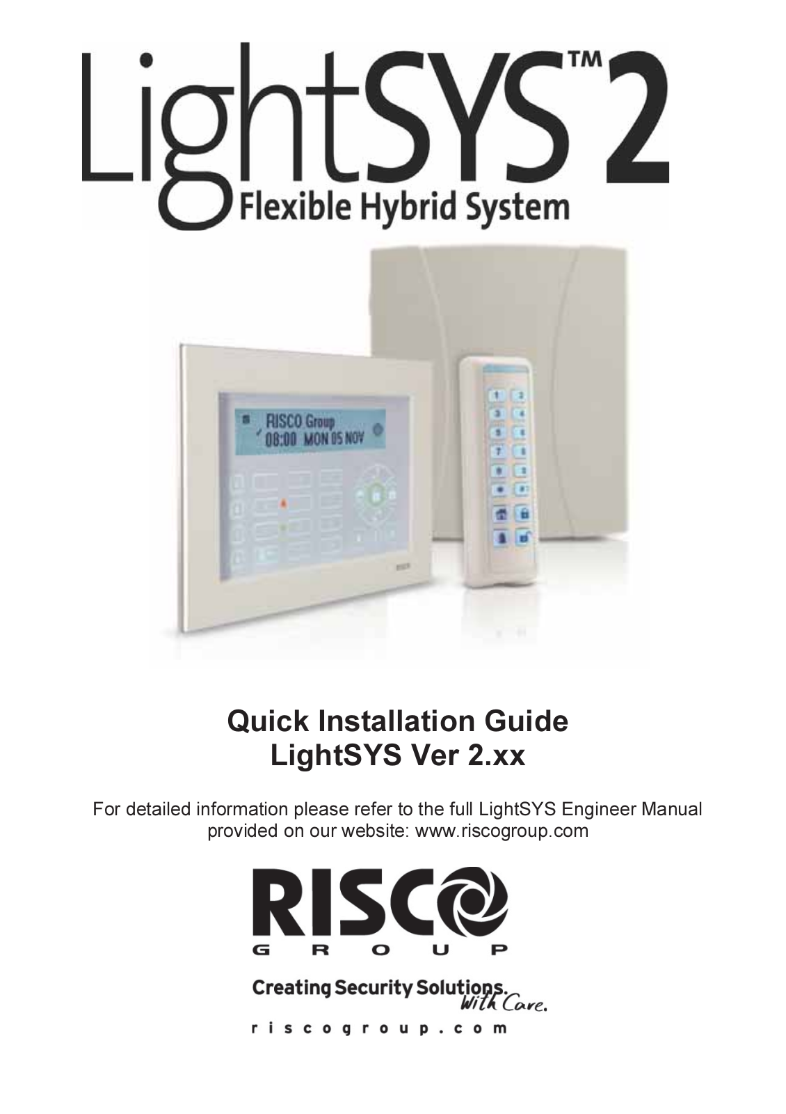 Risco lightsys 2 Quick Installation Manual