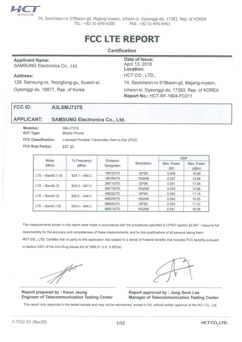 Samsung SMJ737S Users Manual