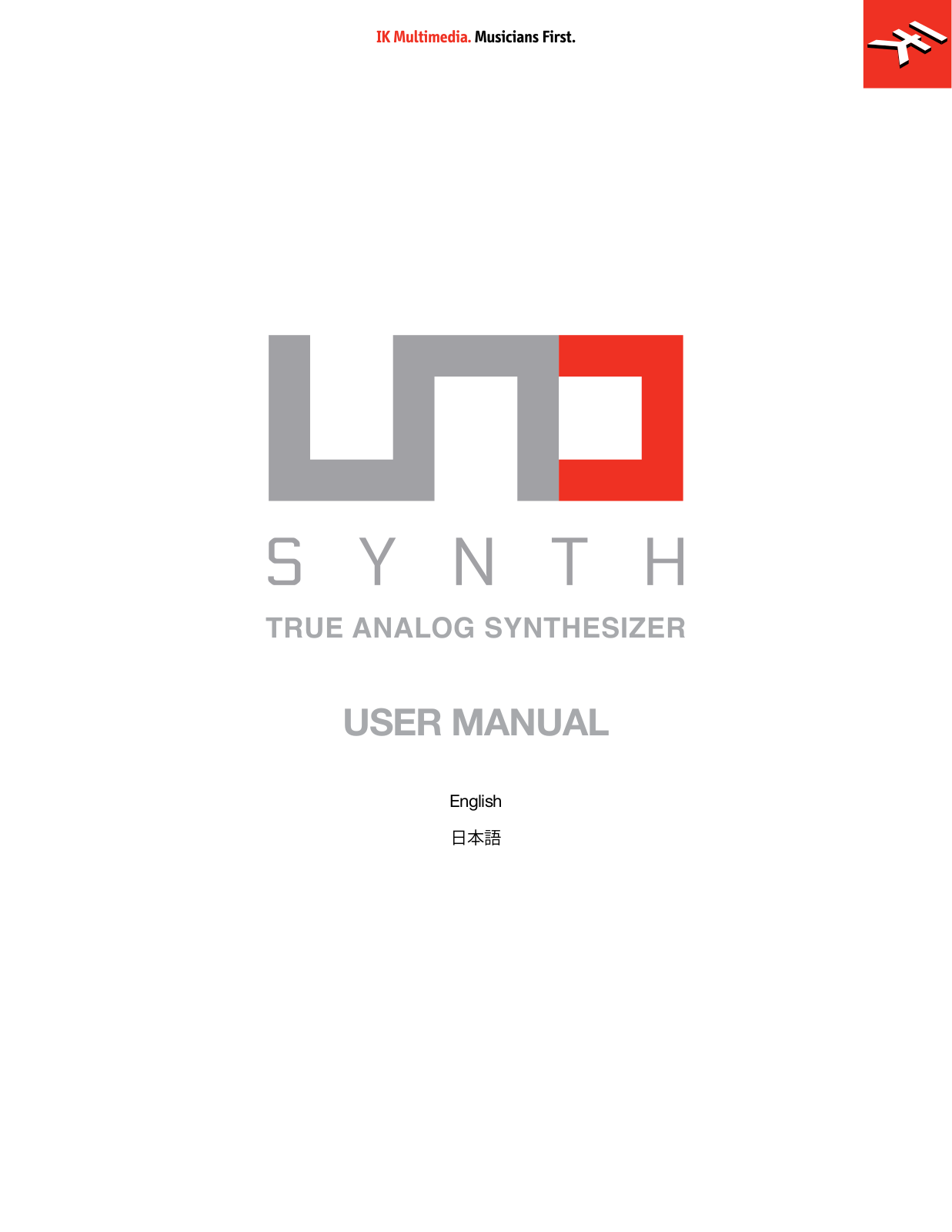 Ik Multimedia Uno Synth USER MANUAL