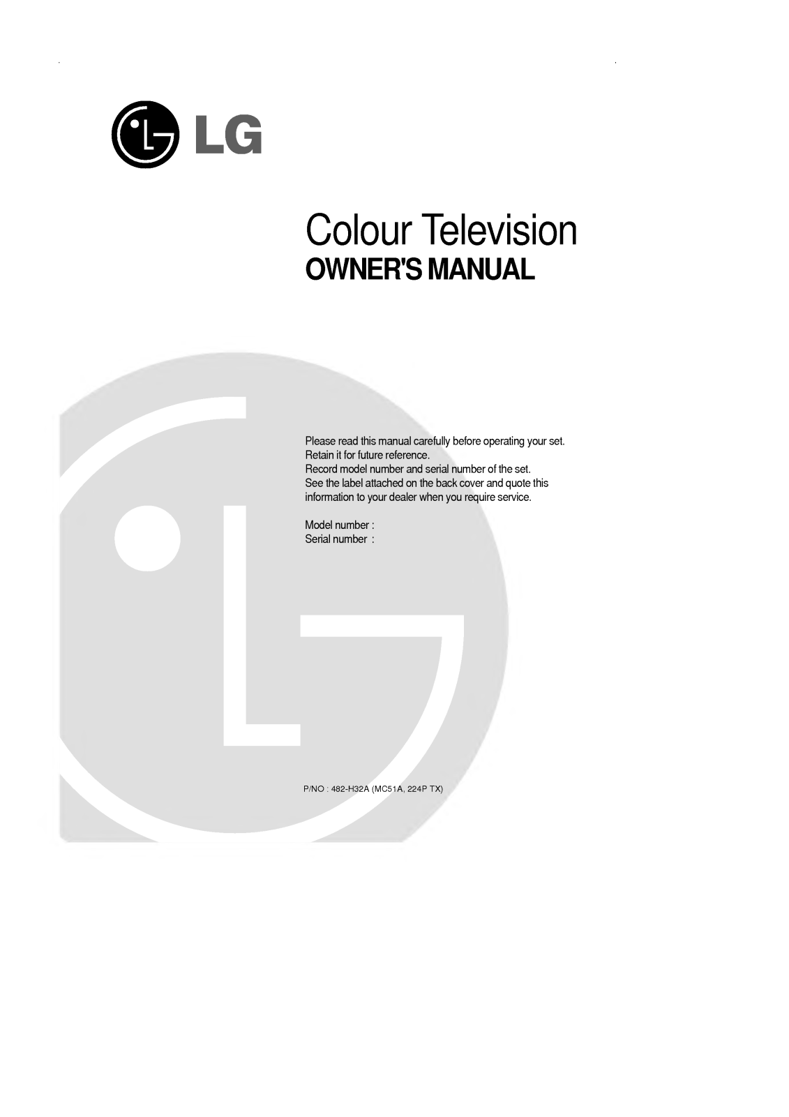 LG CF-29B20TM, CF-29C60 User Manual