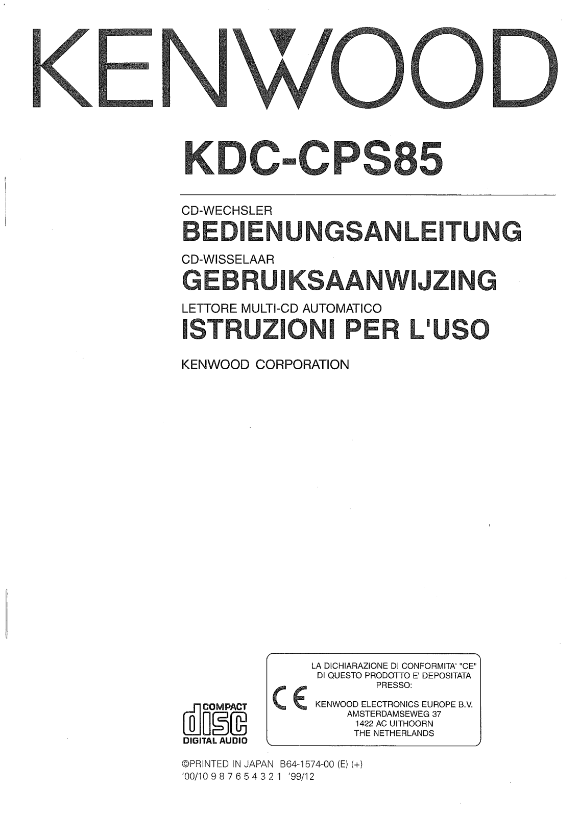 Kenwood KDC-CPS85 User's Manual