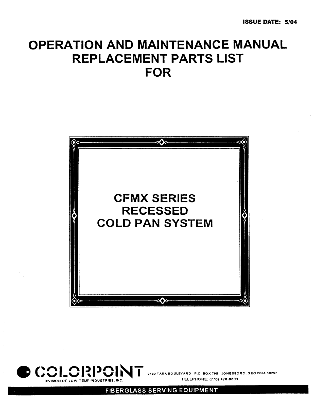 Low Temp Industries CFMX, 36-CFMX-EB Installation  Manual