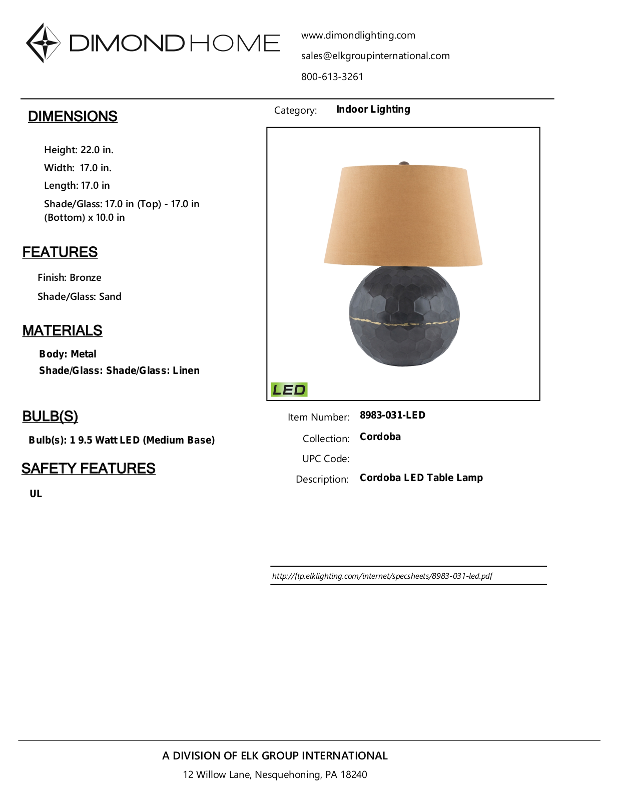 ELK Home 8983031LED User Manual