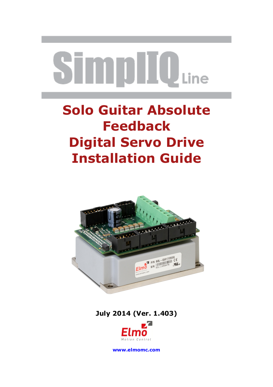 ElmoMC SimplIQ Digital Servo Drives-Solo Guitar ABS Installation Guide