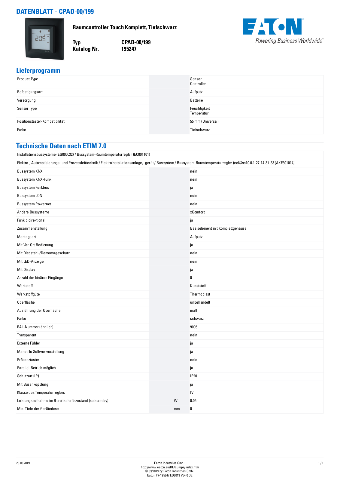 Eaton CPAD-00-199 User Manual