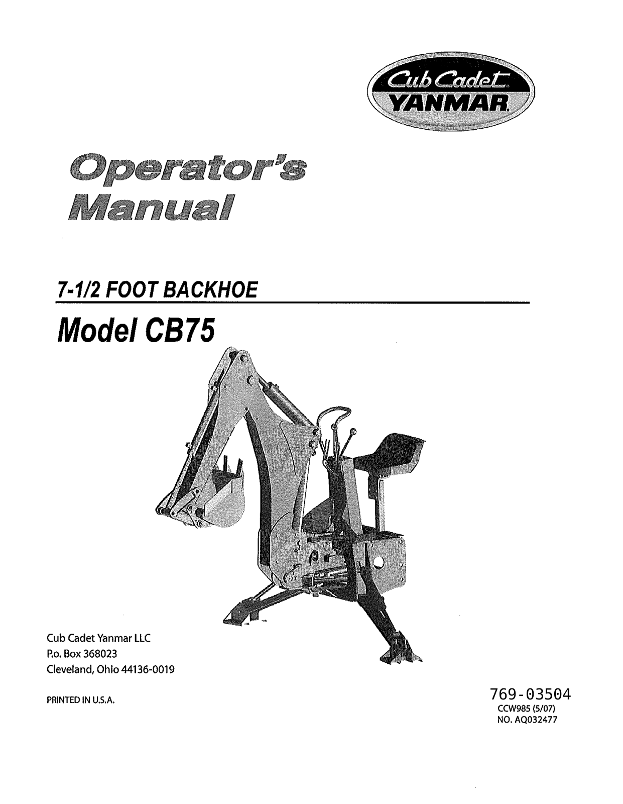 Cub cadet CB75 User Manual