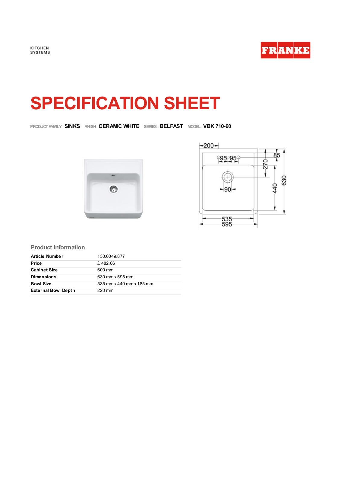 Franke Foodservice VBK 710-60 User Manual