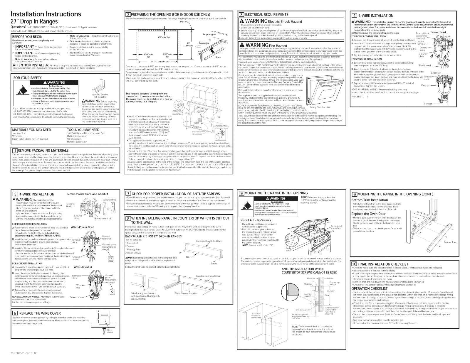 GE JM250DF1BB, JM250DF1CC, JM250DF1WW, JM250DF2BB, JM250DF2WW Installation Guide