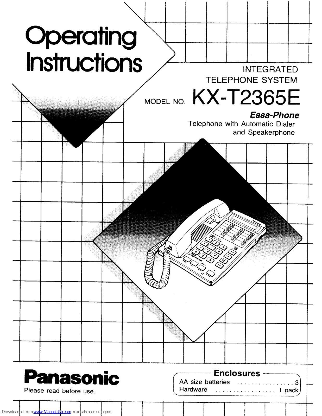 Panasonic KX-T2365E Operating Instructions Manual