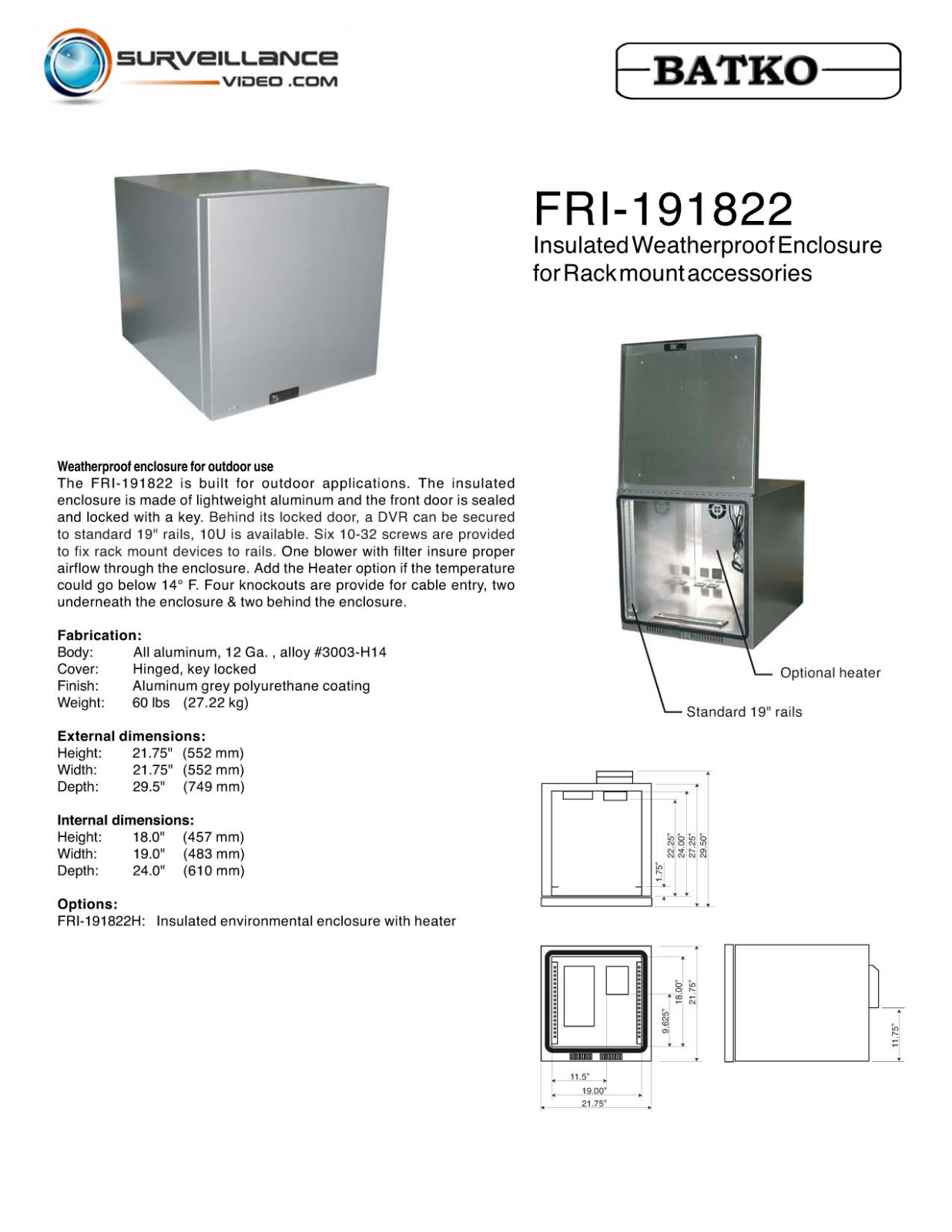 Batko FRI-191822 Specsheet