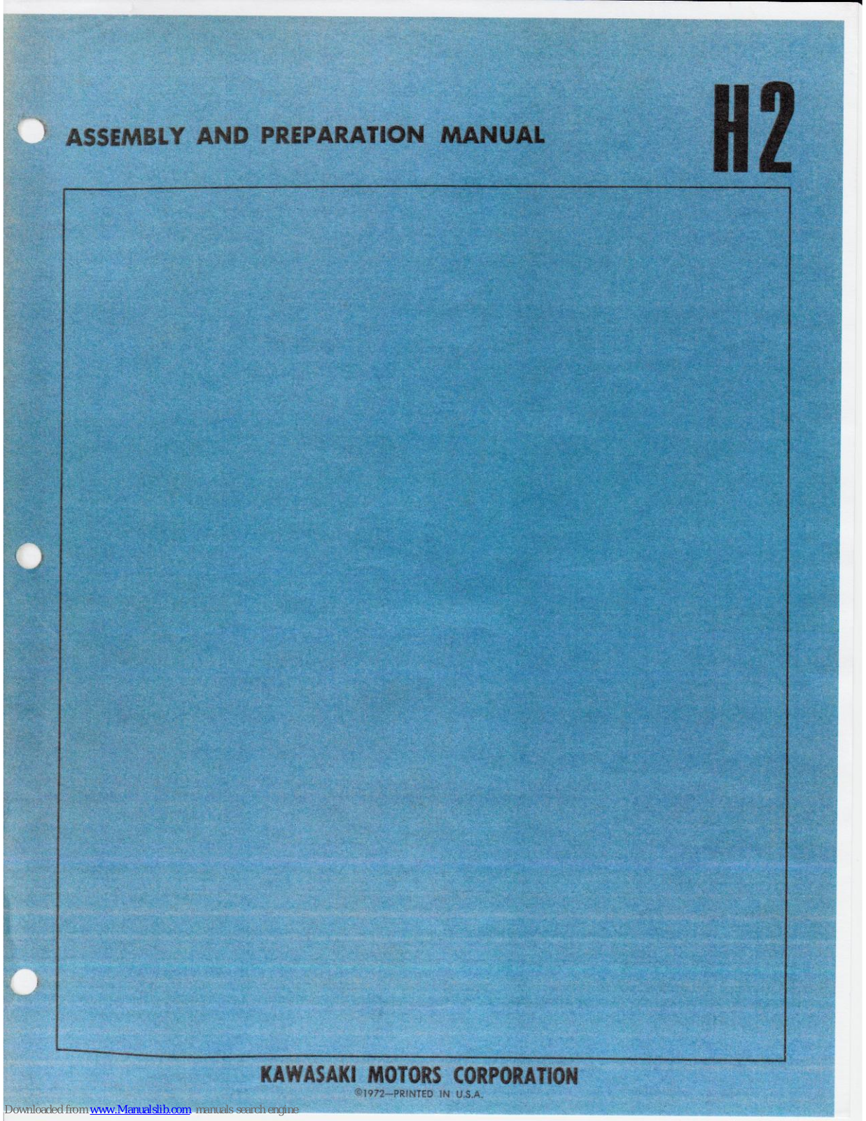 Kawasaki H2 Assembly And Preparation Manual