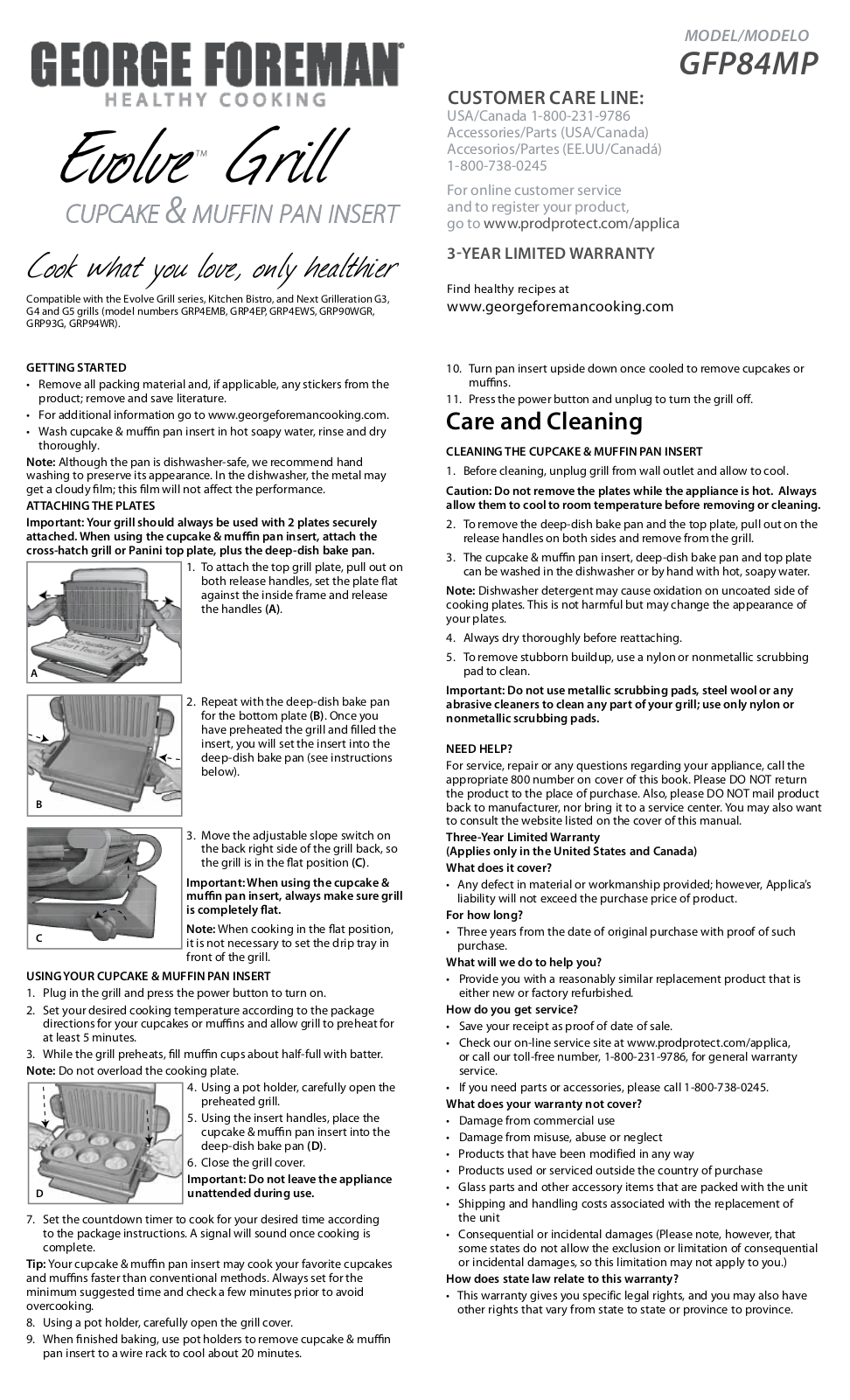 George Foreman GFP84MP Owner's Manual