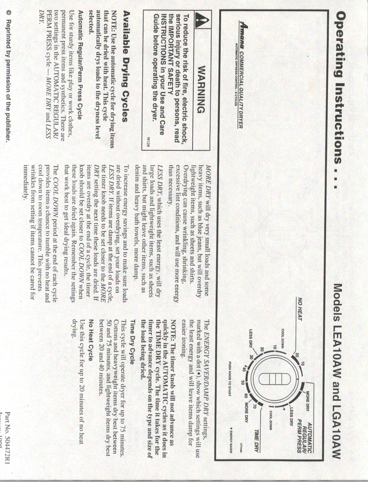 Amana LEA10AW User Manual