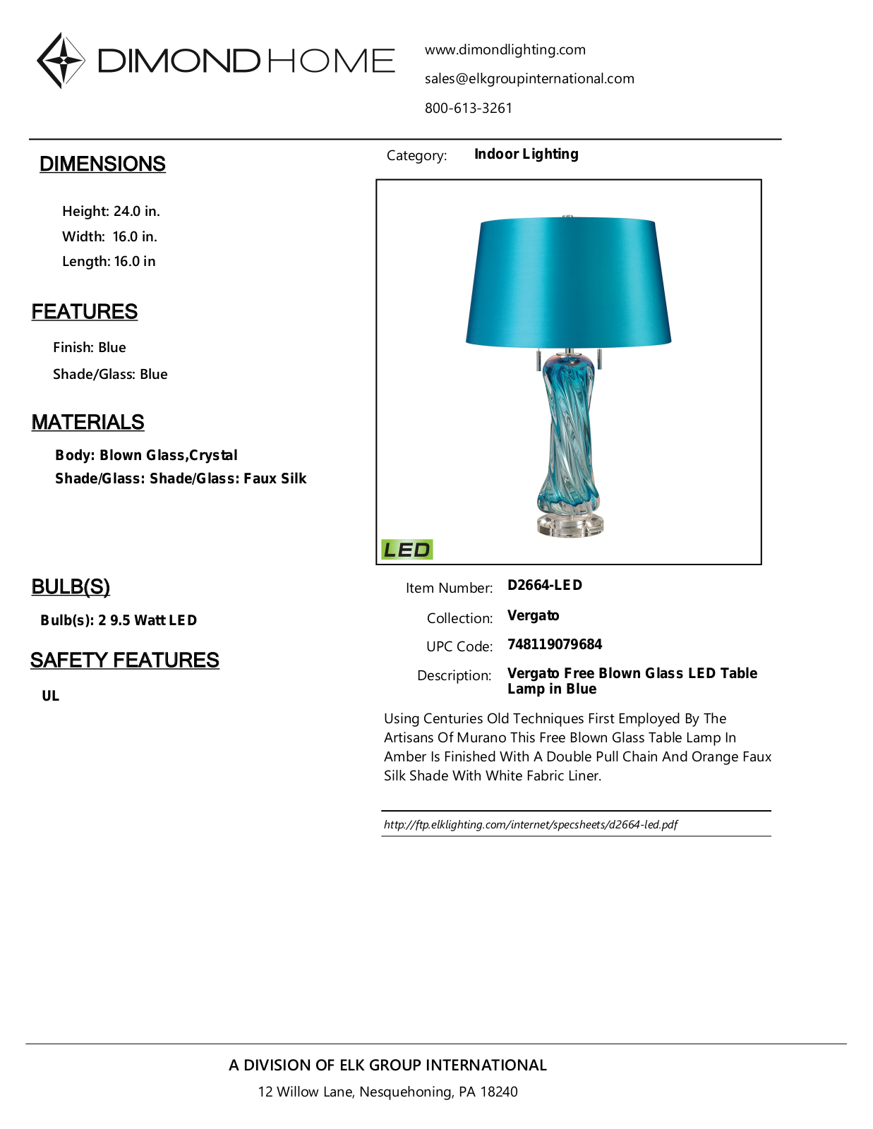 ELK Home D2664LED User Manual