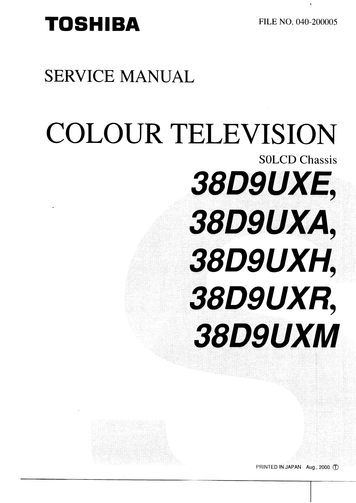 Toshiba 38D9UXA Schematic