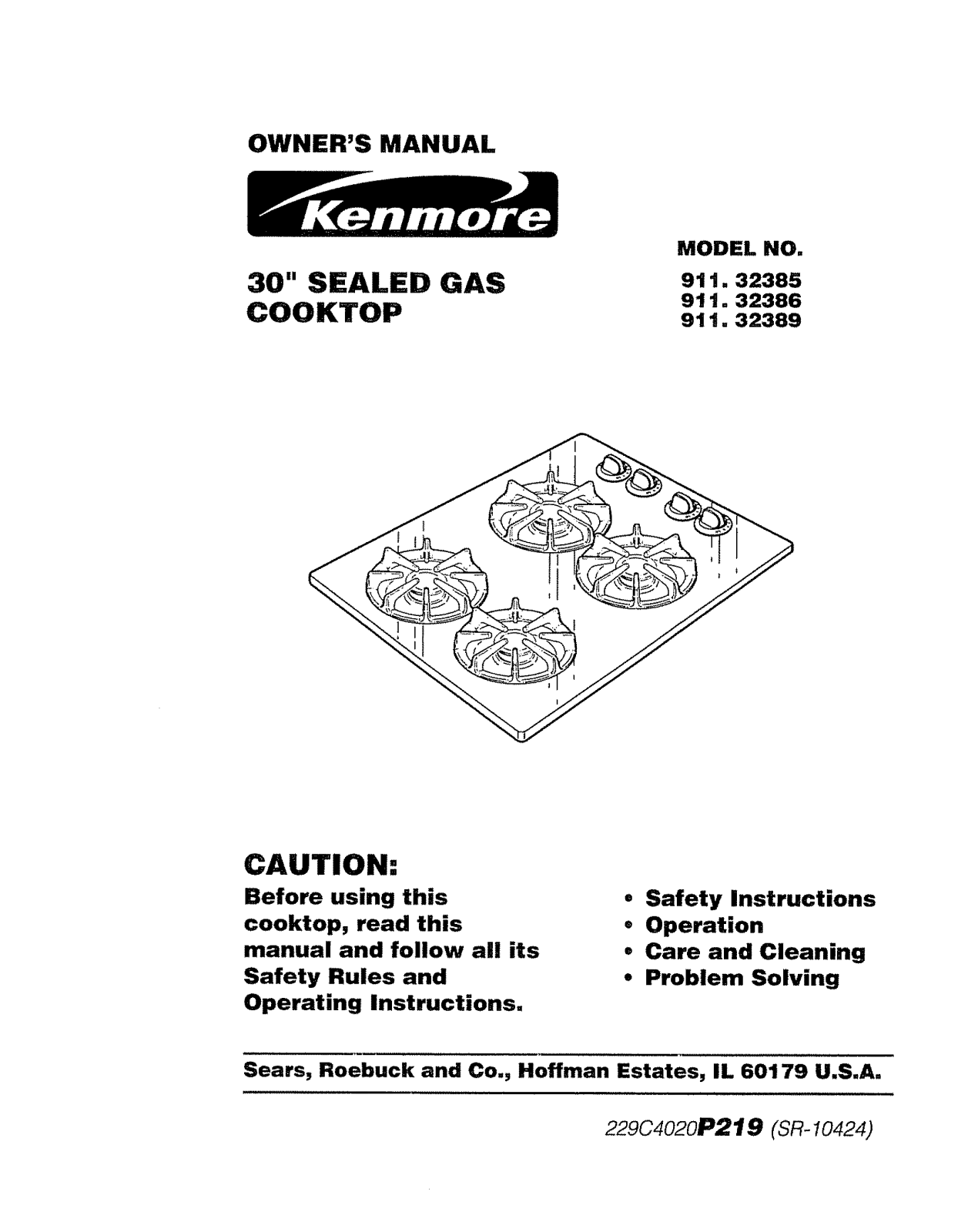 Kenmore 91132384101, 91132385100, 91132385890, 91132386890, 91132389100 Owner’s Manual