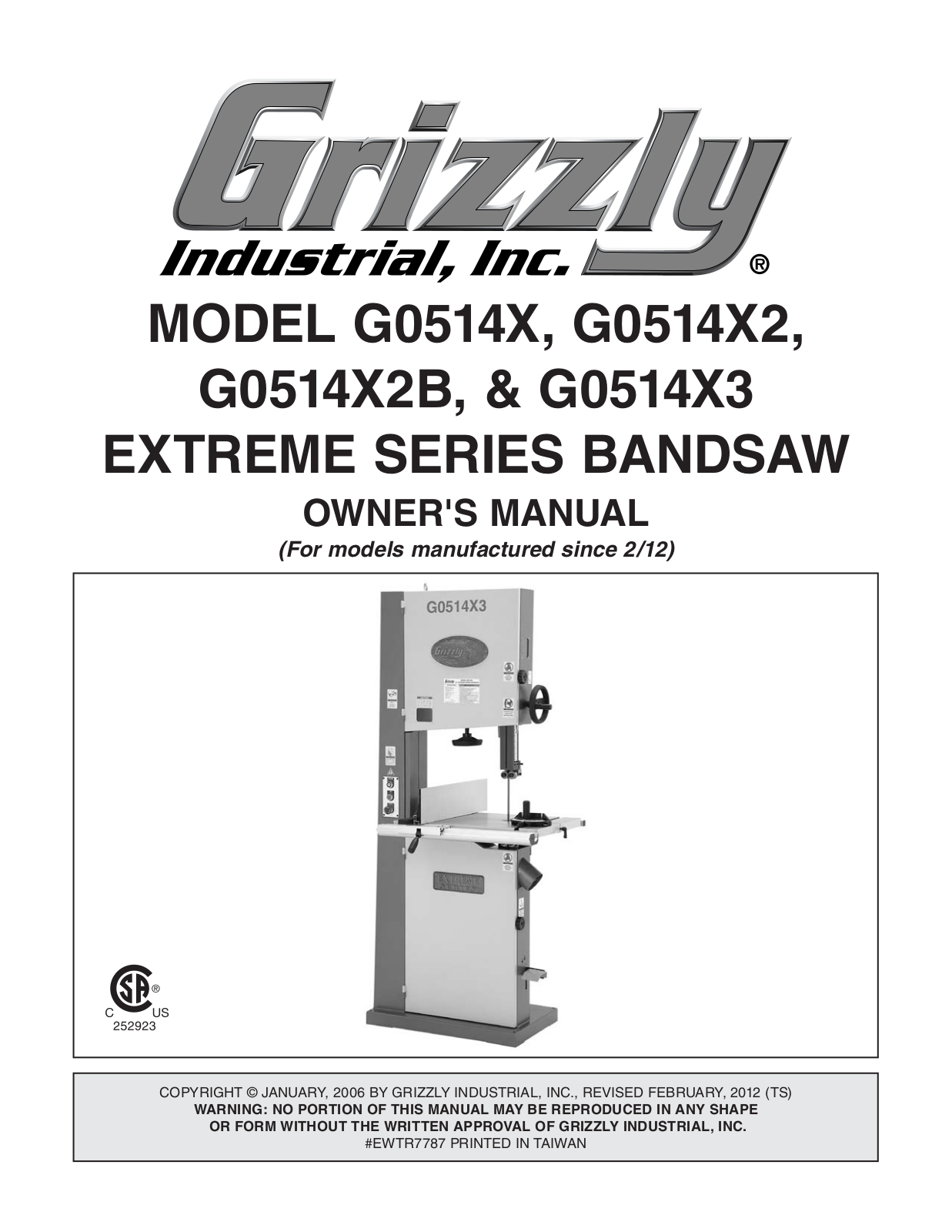 Grizzly G0514X User Manual 2