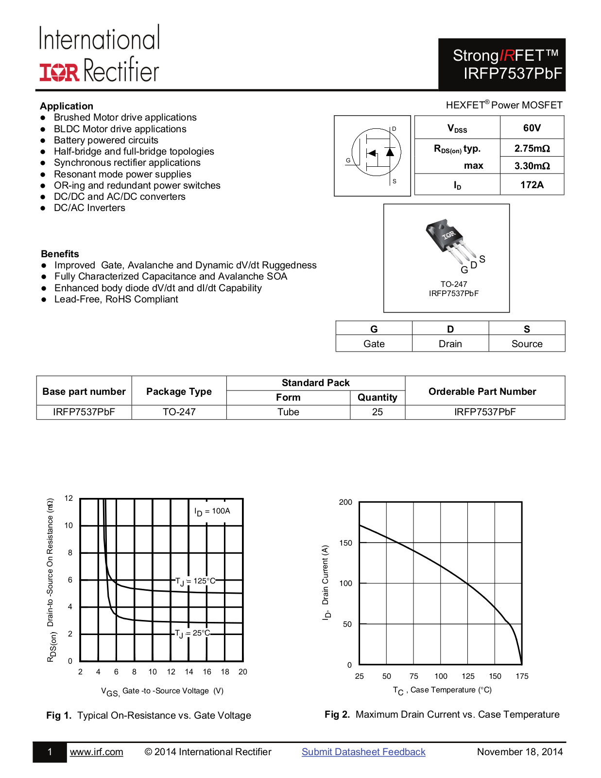 Datasheet IRFP7537PBF Datasheet - ManualMachine.com