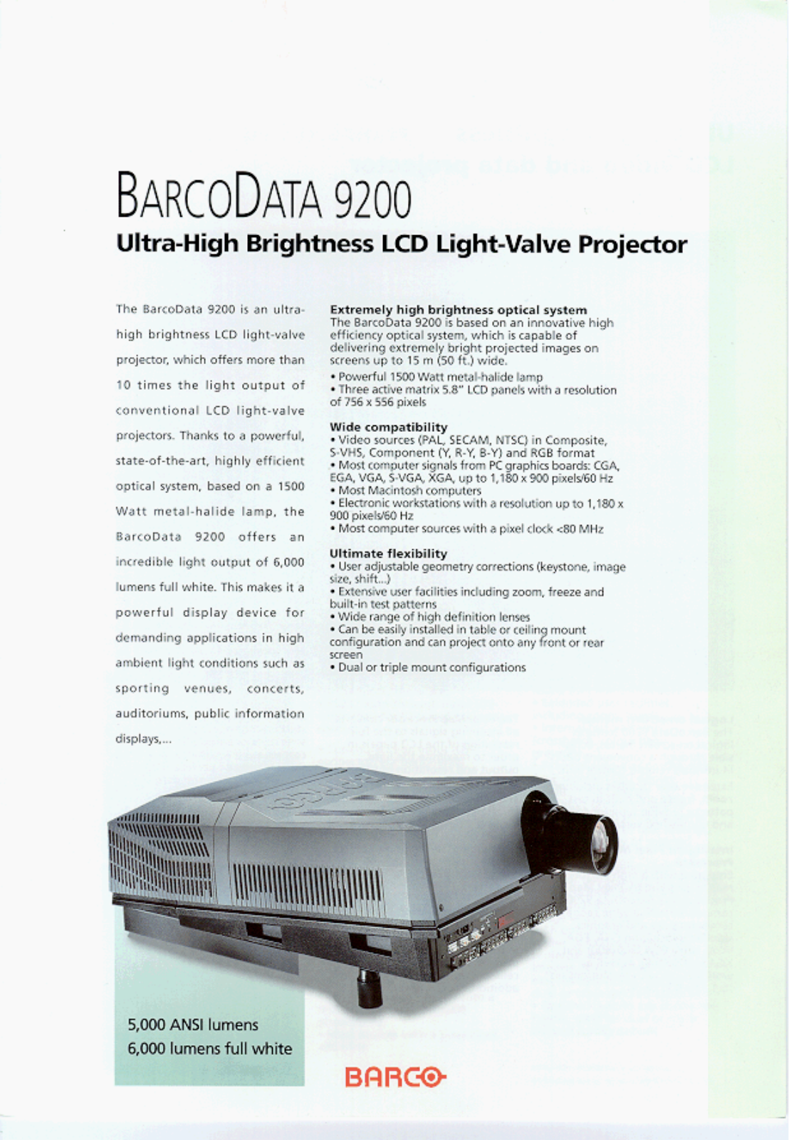 Barco 9200, 9200 LC Product Sheet