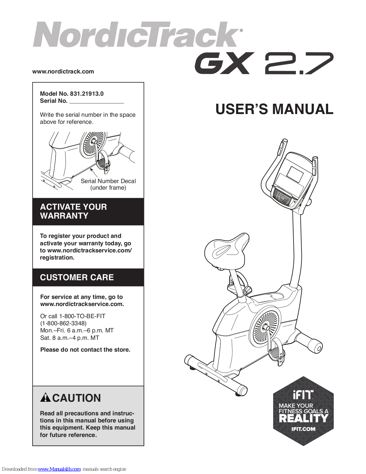 NordicTrack GX 2.7 User Manual