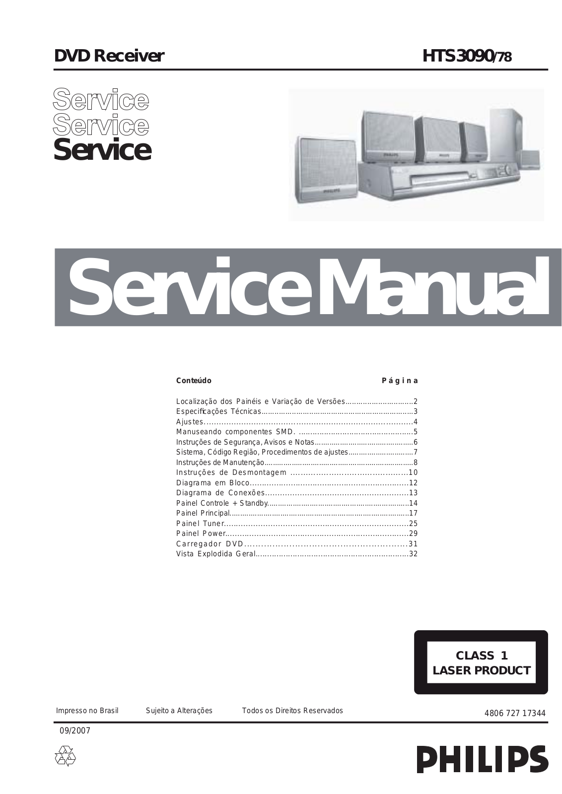PHILIPS HTS3090-78 Service Manual