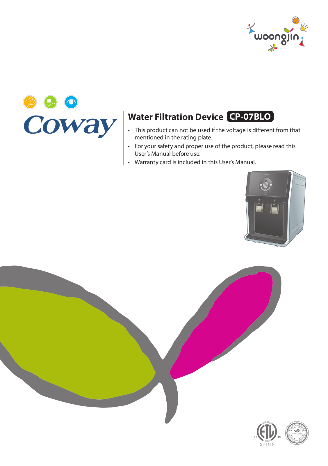 Coway CP-07BLO User Manual