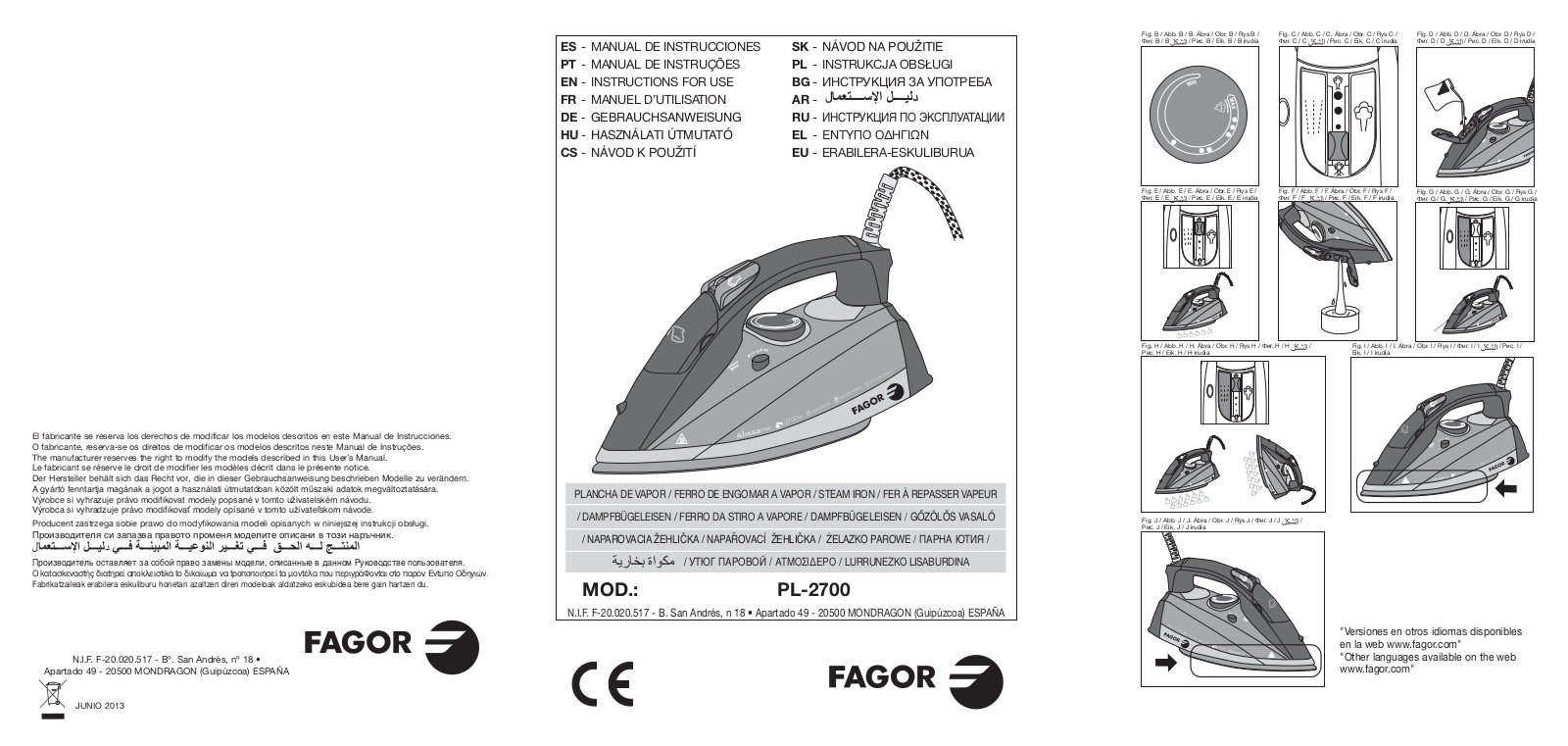 Fagor PL-2700 User Manual