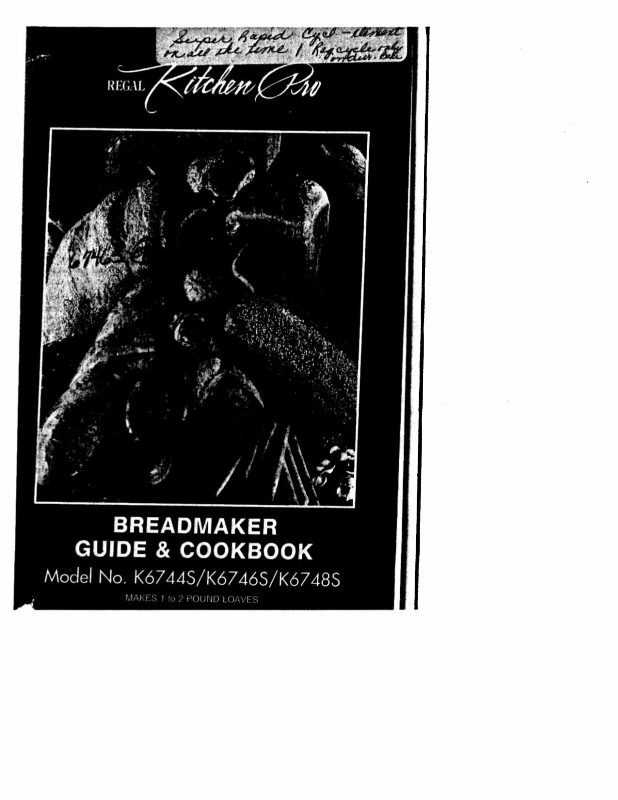 Regal K6748S Guide and Cookbook