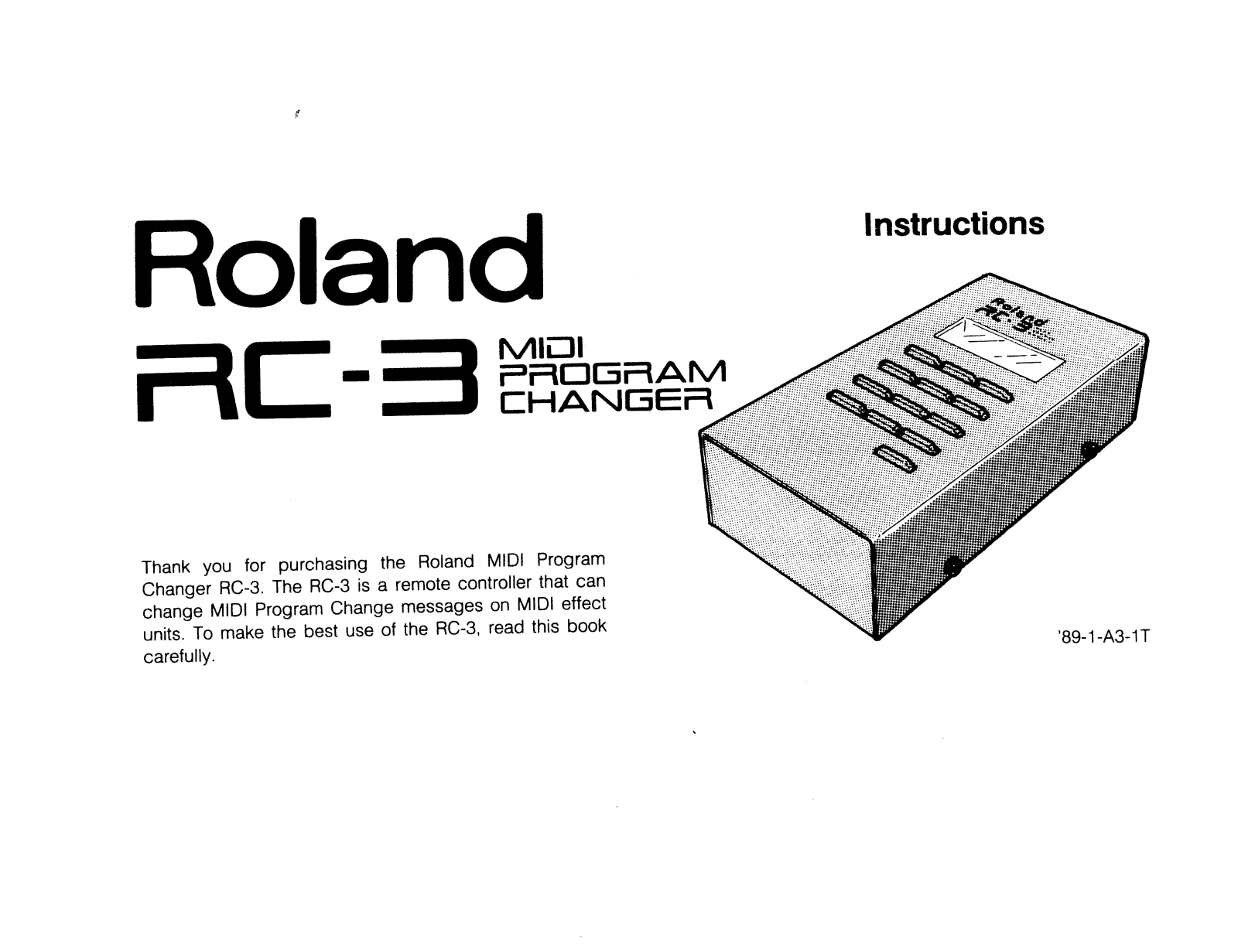 Roland Corporation RC-3 Owner's Manual