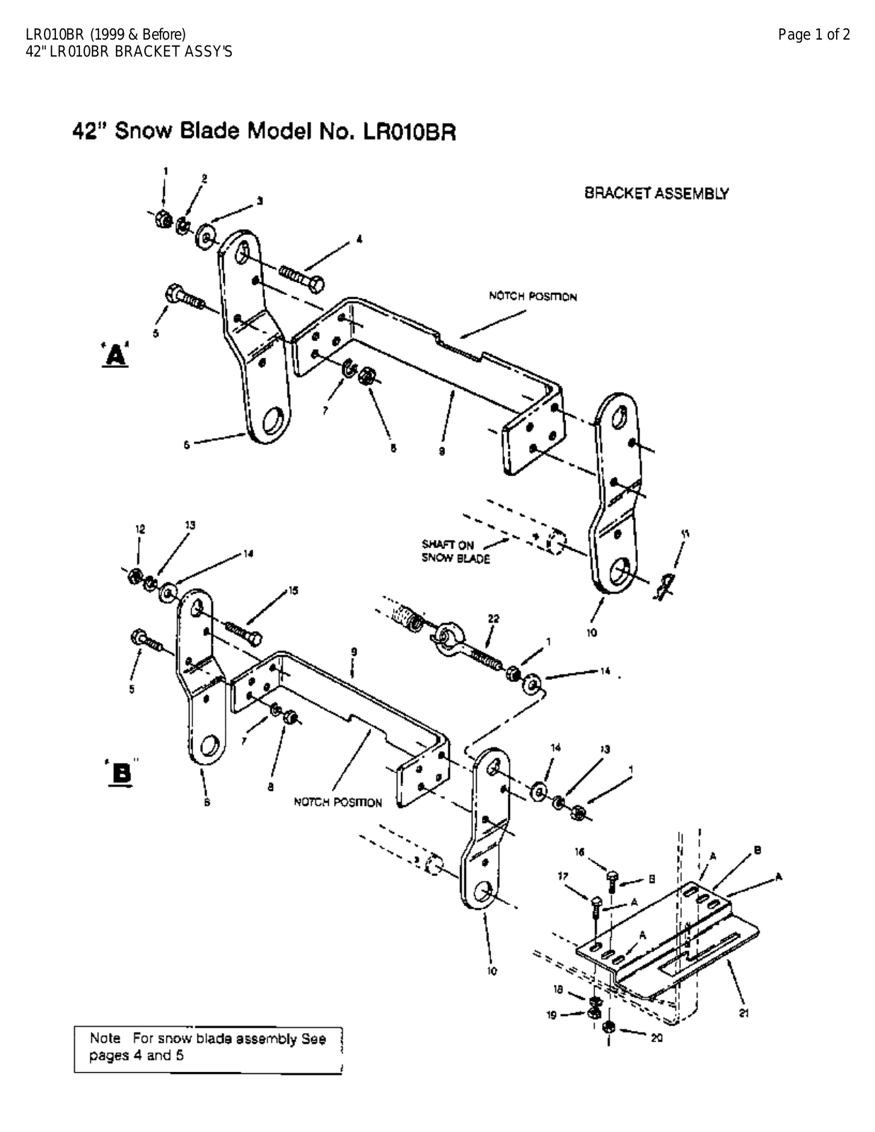 AYP LR010BR Parts List