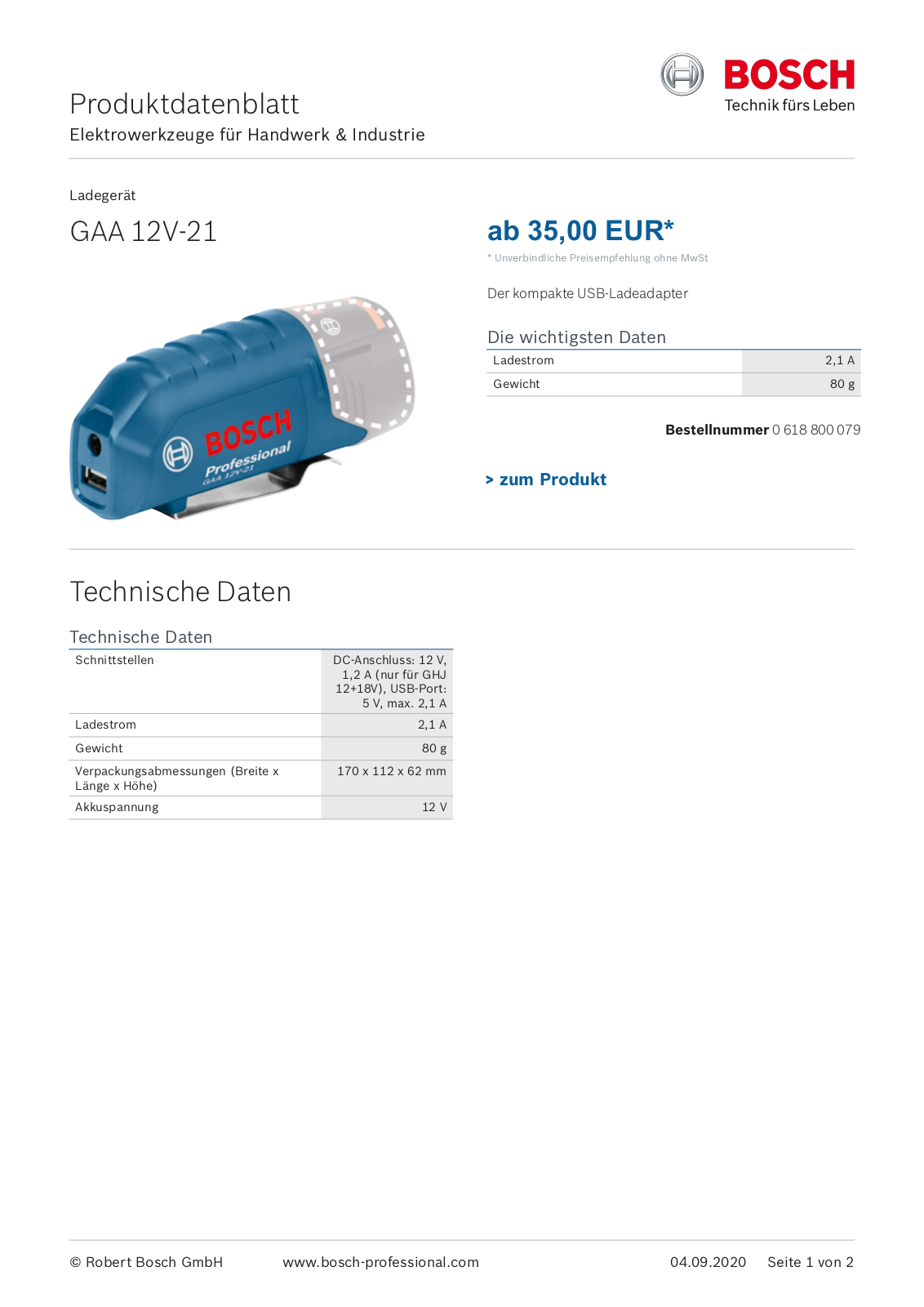 Bosch GAA 12V-21 User Manual - ManualMachine.com
