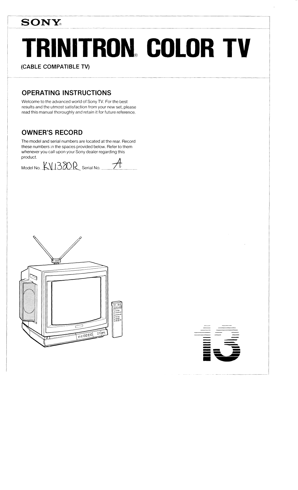 Sony KV-1380R Operating Manual