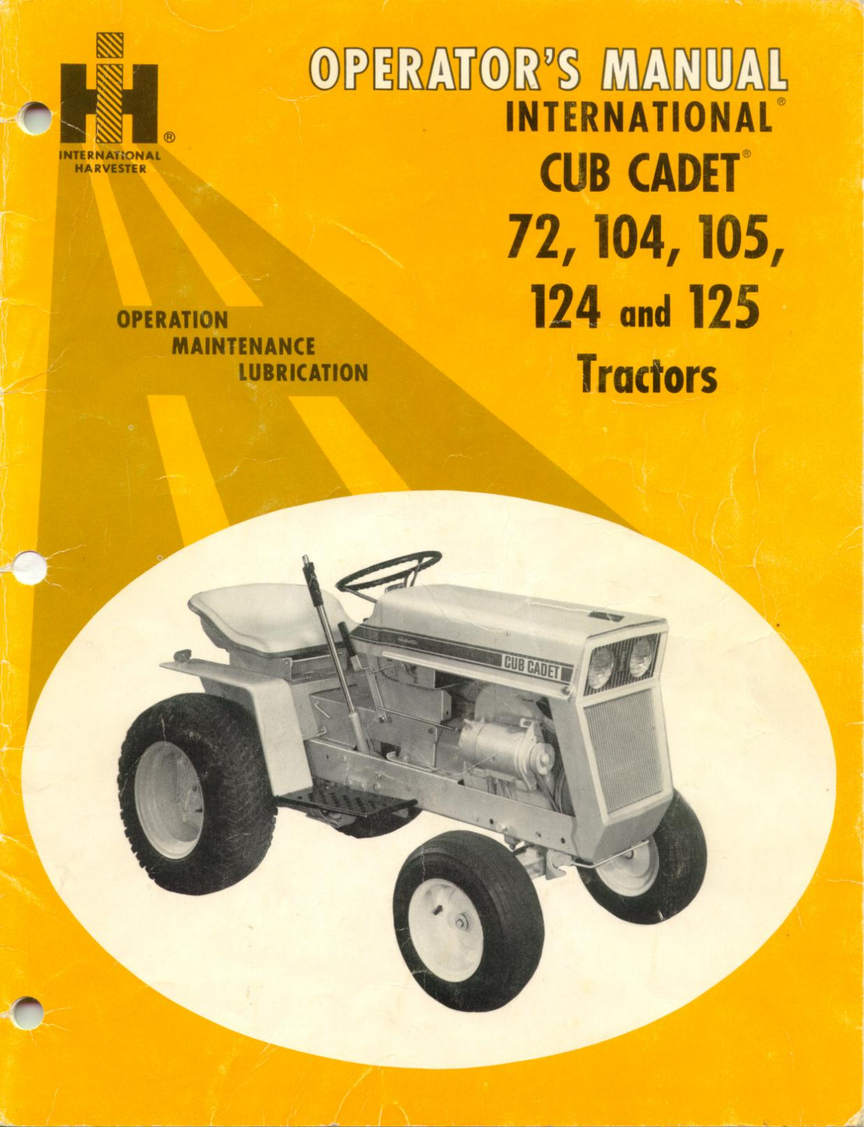 Cub Cadet Lawn Mower 104, Lawn Mower 125, Lawn Mower 124, Lawn Mower 105, Lawn Mower 72 User Manual