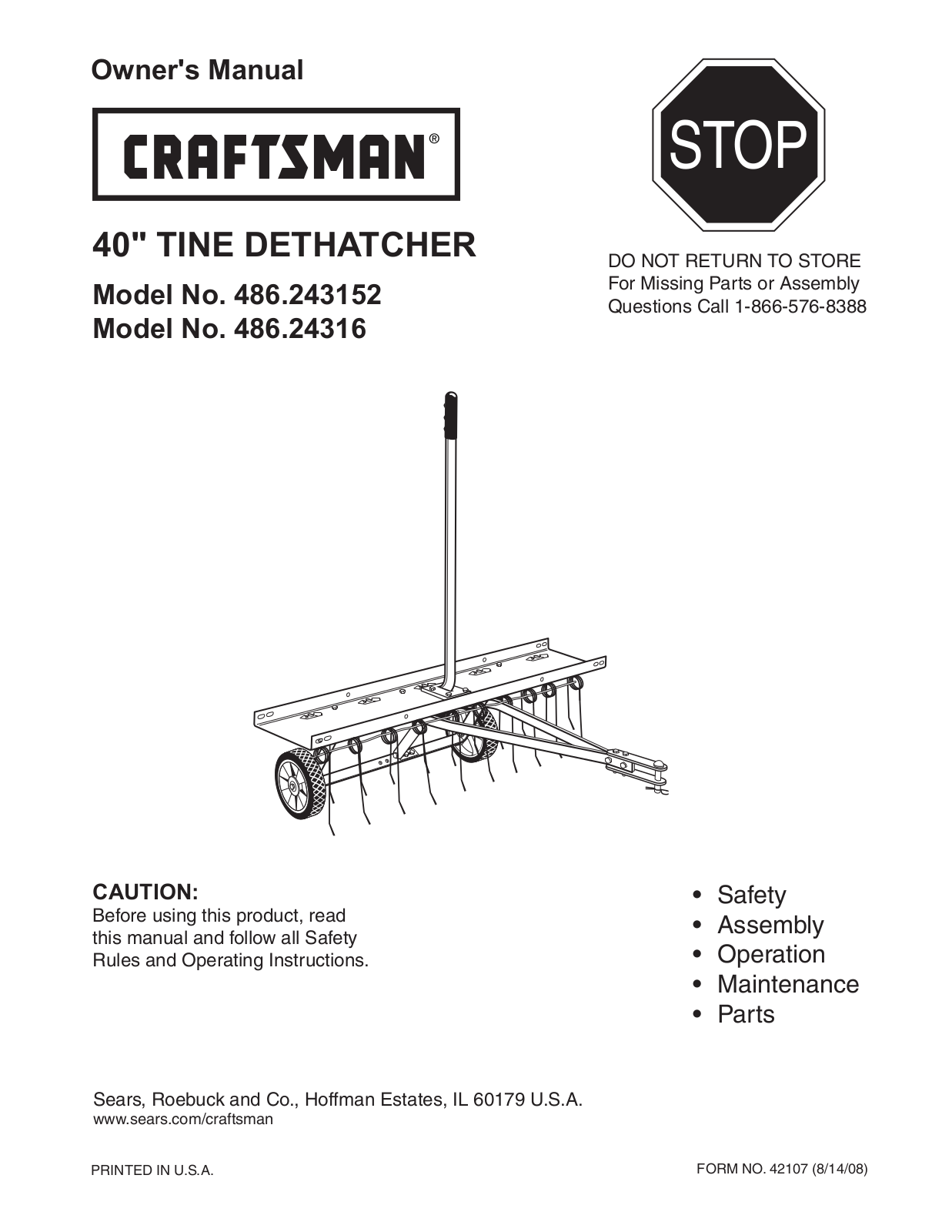 Craftsman 486.24316, 486.243152 User Manual