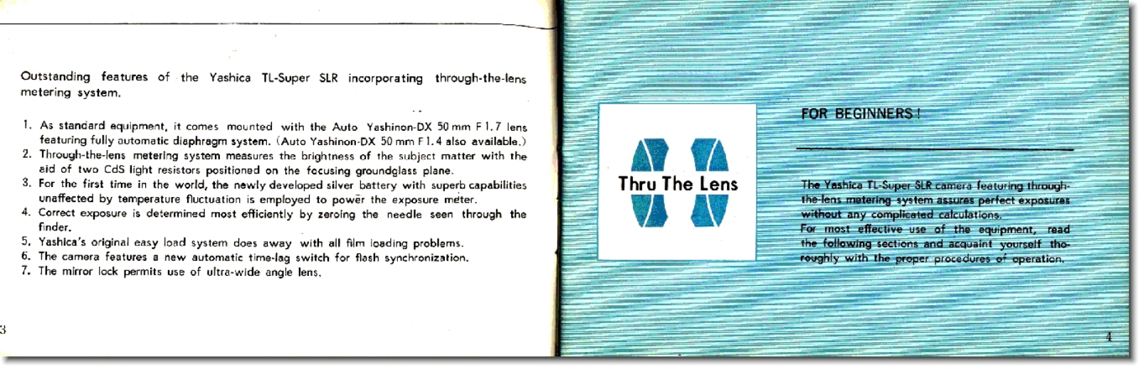 Yashica TL Super Operating Instructions