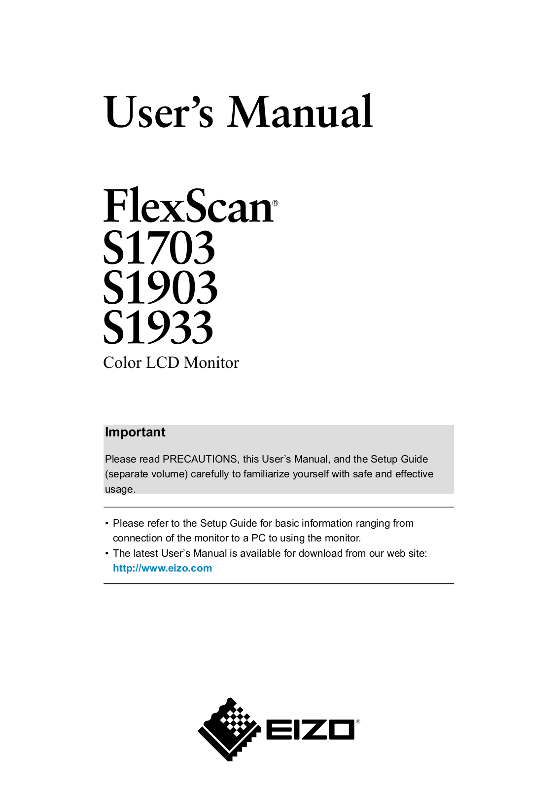 Eizo S1903 User Manual