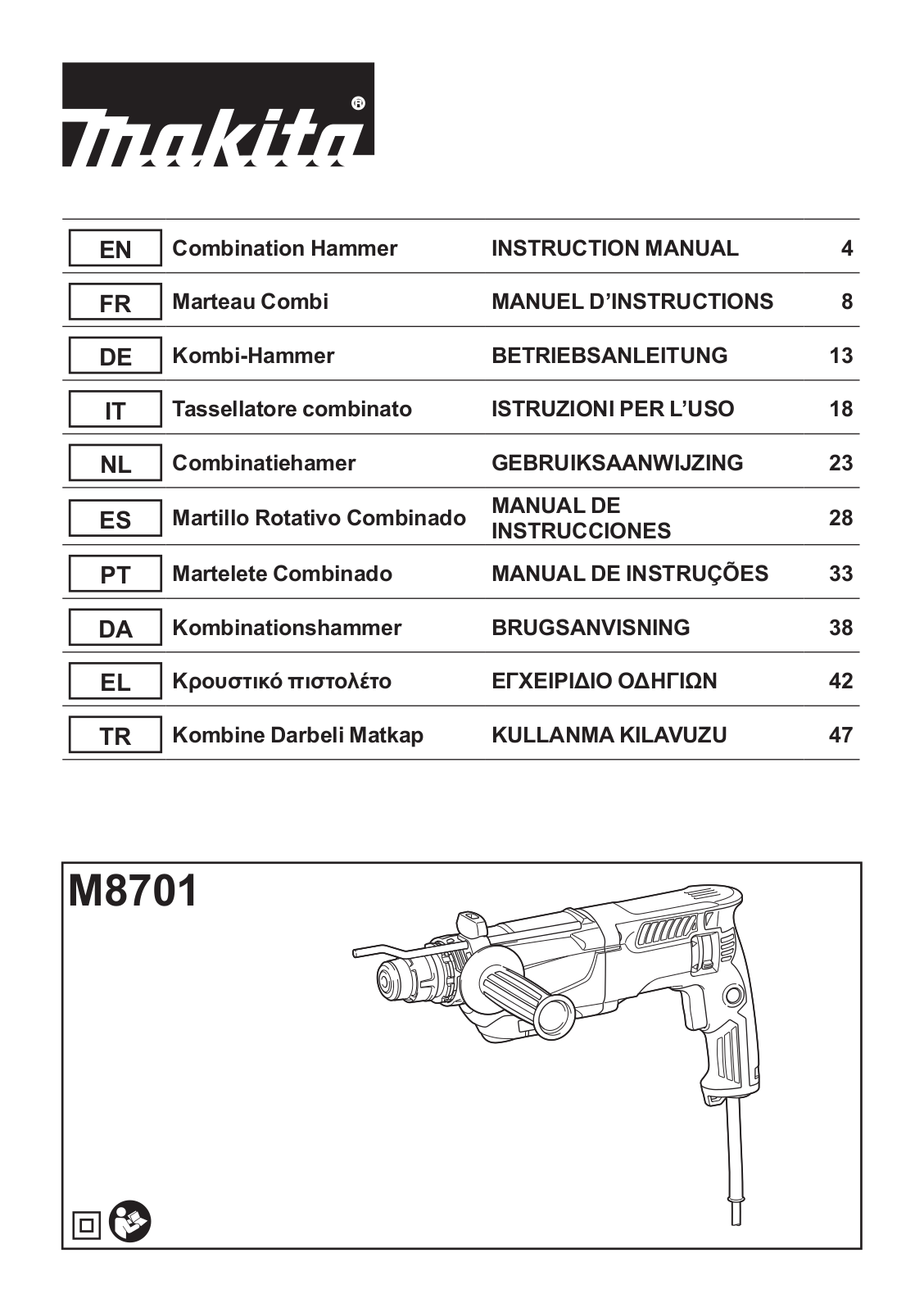 Makita M8701 User Manual