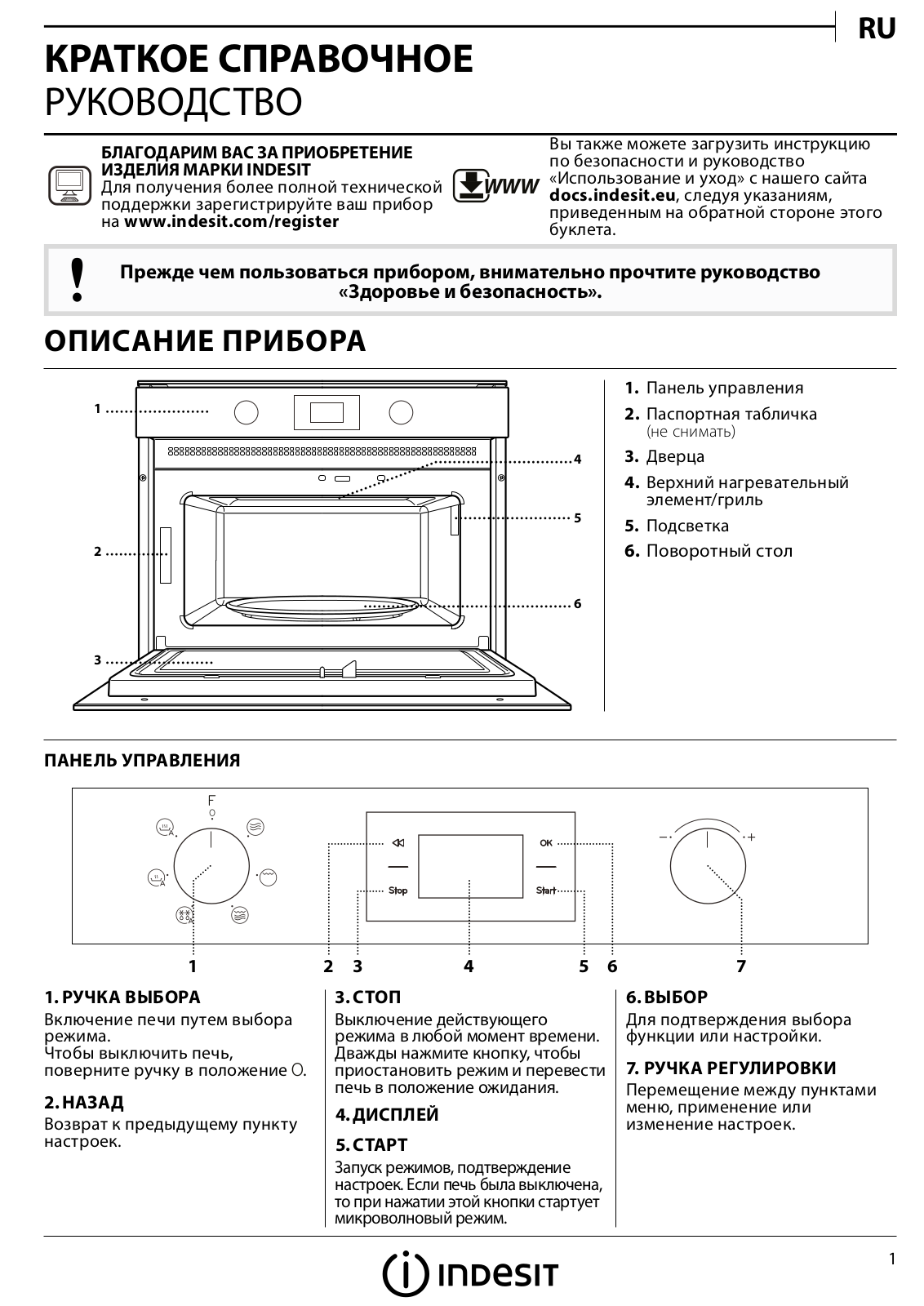 INDESIT MWI 4343 BL Daily Reference Guide