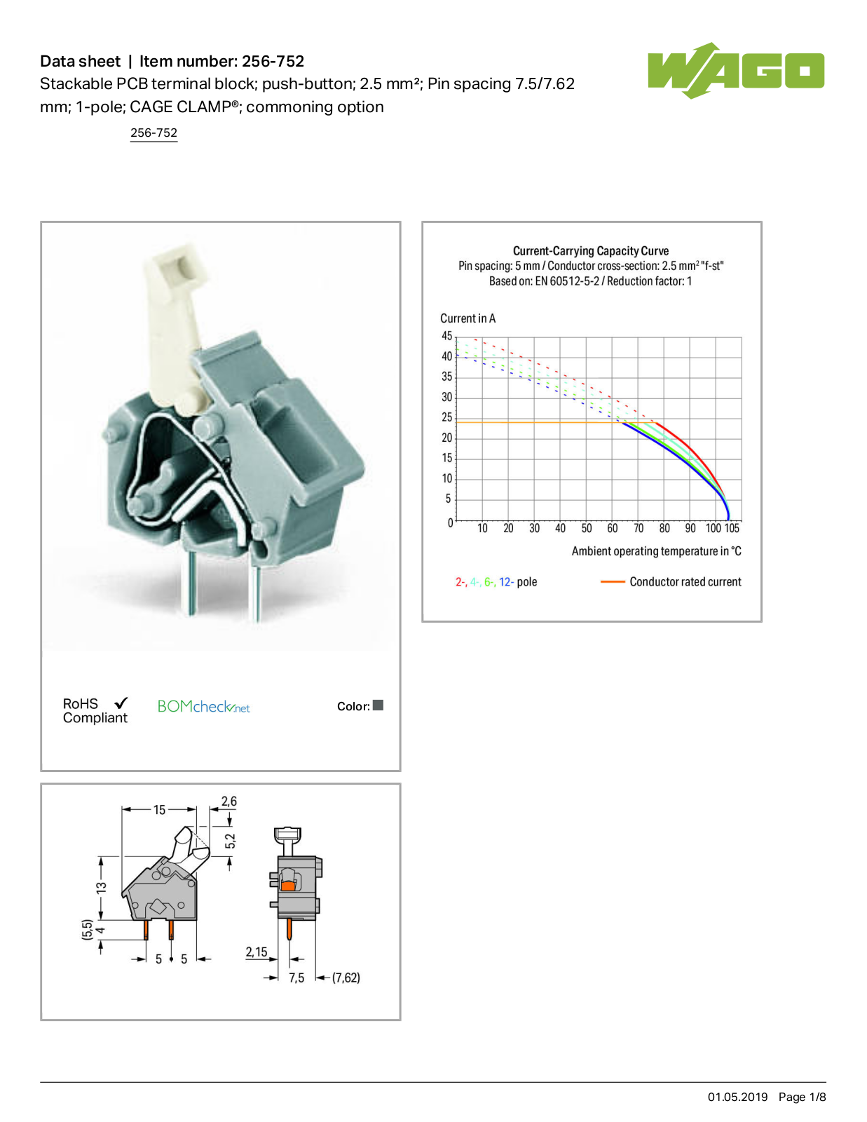 Wago 256-752 Data Sheet