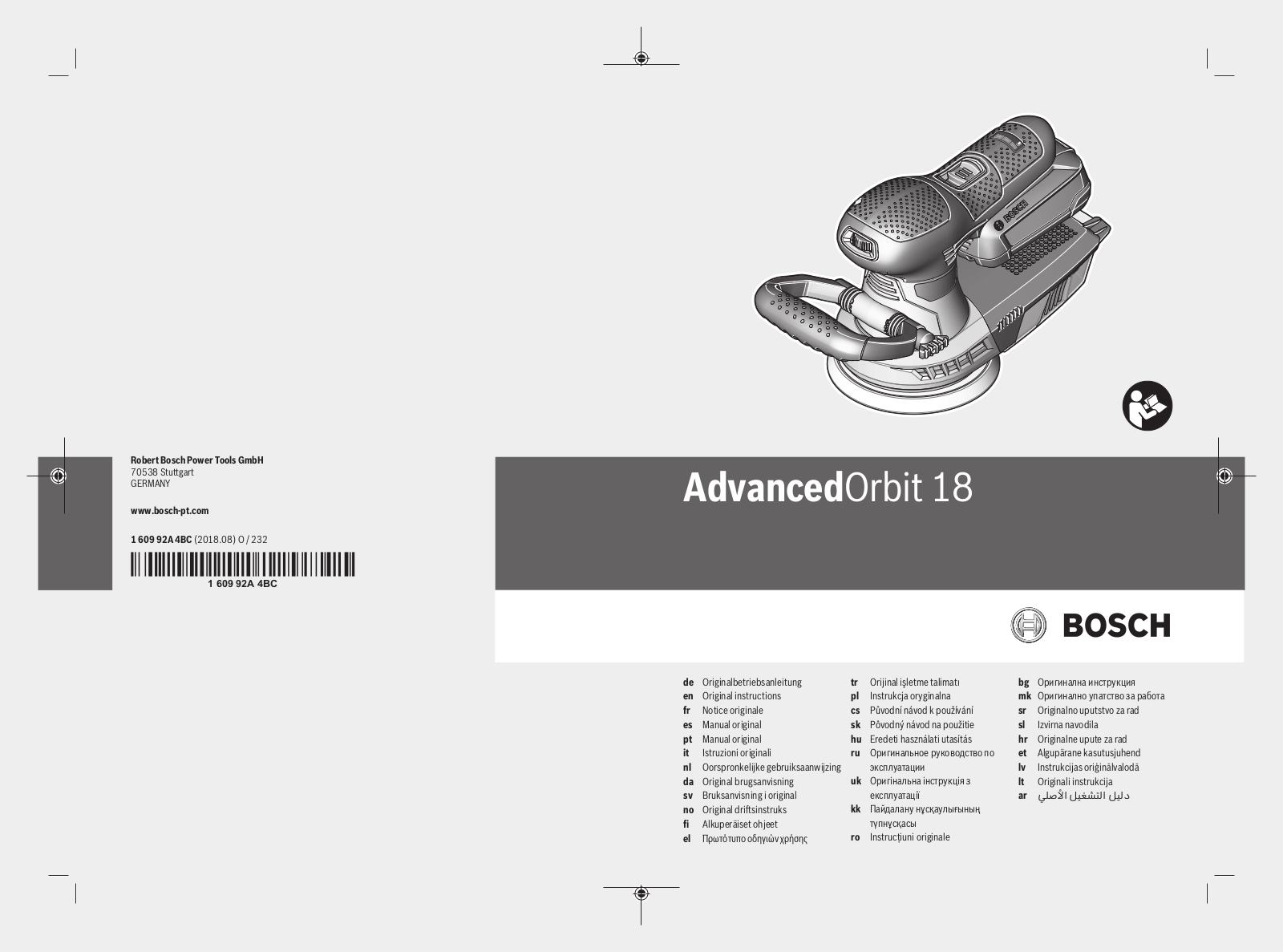 Bosch Advanced Orbit 18 User manual