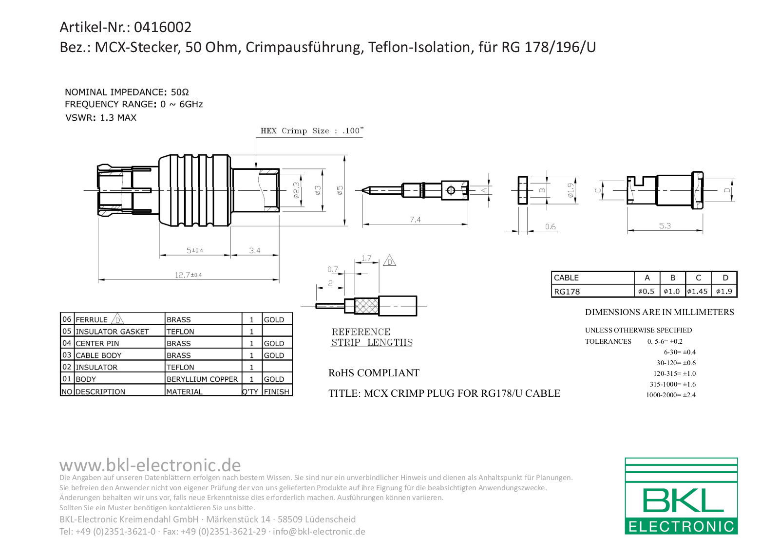 BKL MCX ST-178 Datasheet - ManualMachine.com