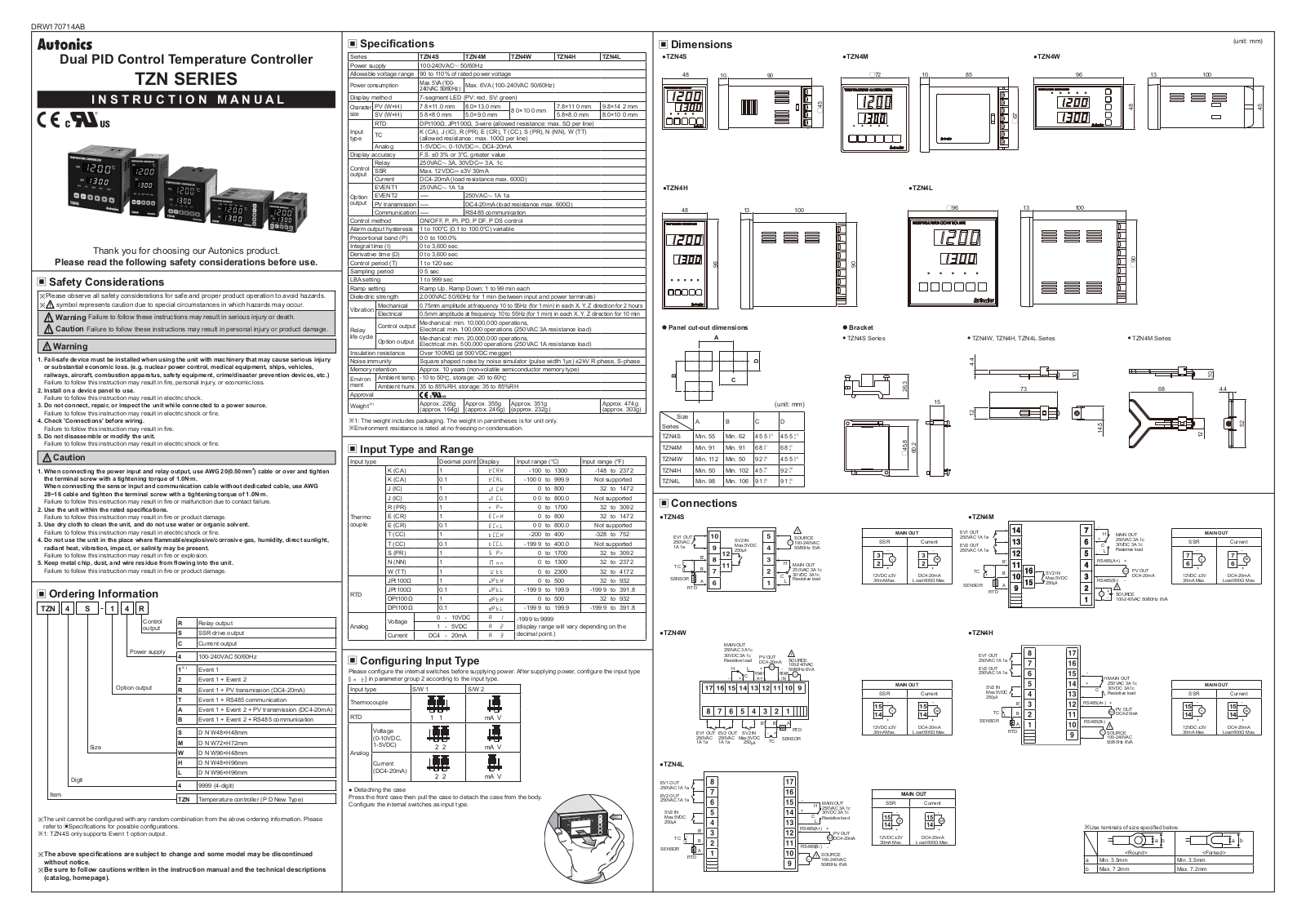 Autonics TZN SERIES Instruction Manual