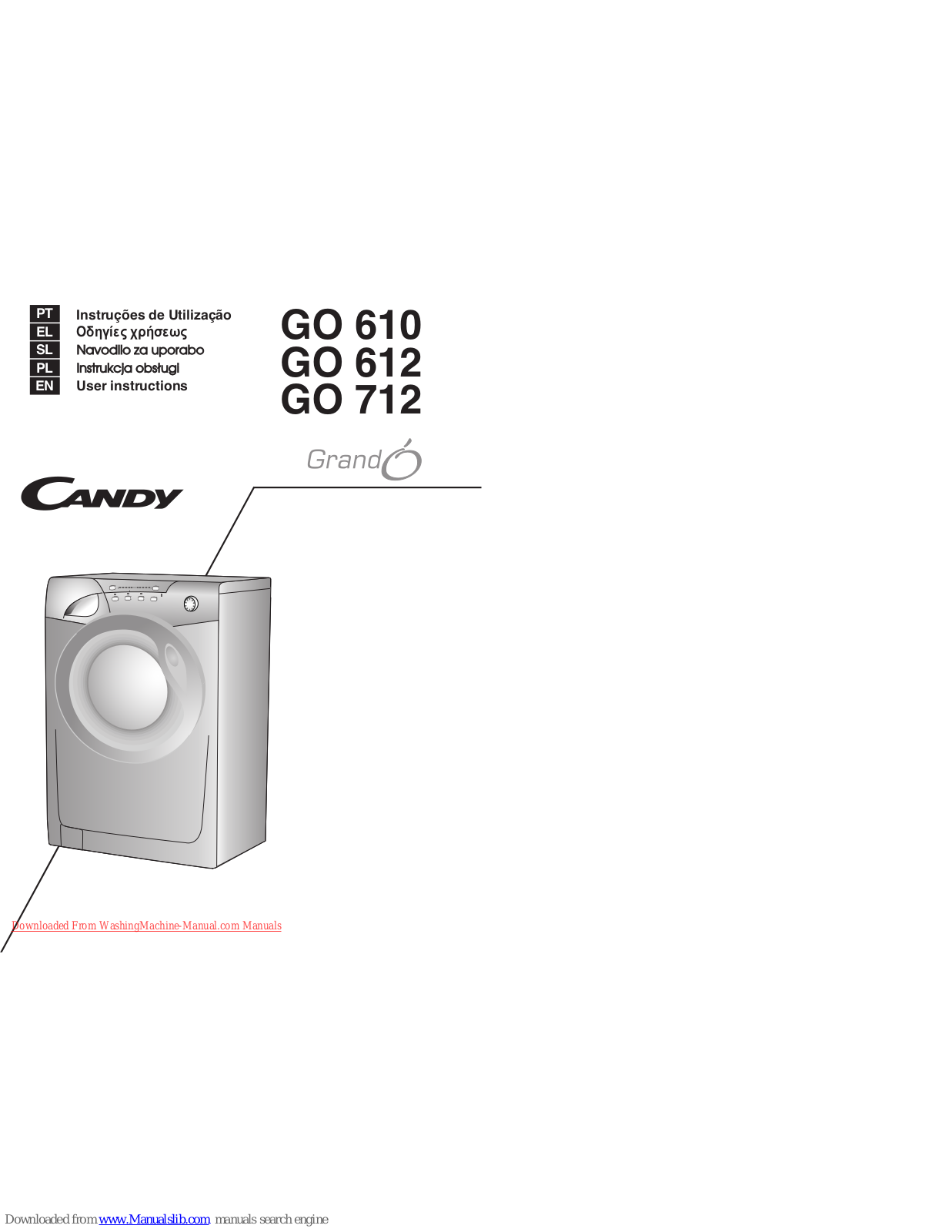 Candy Grando GO 610, Grando GO 612, Grando GO 712 User Instructions