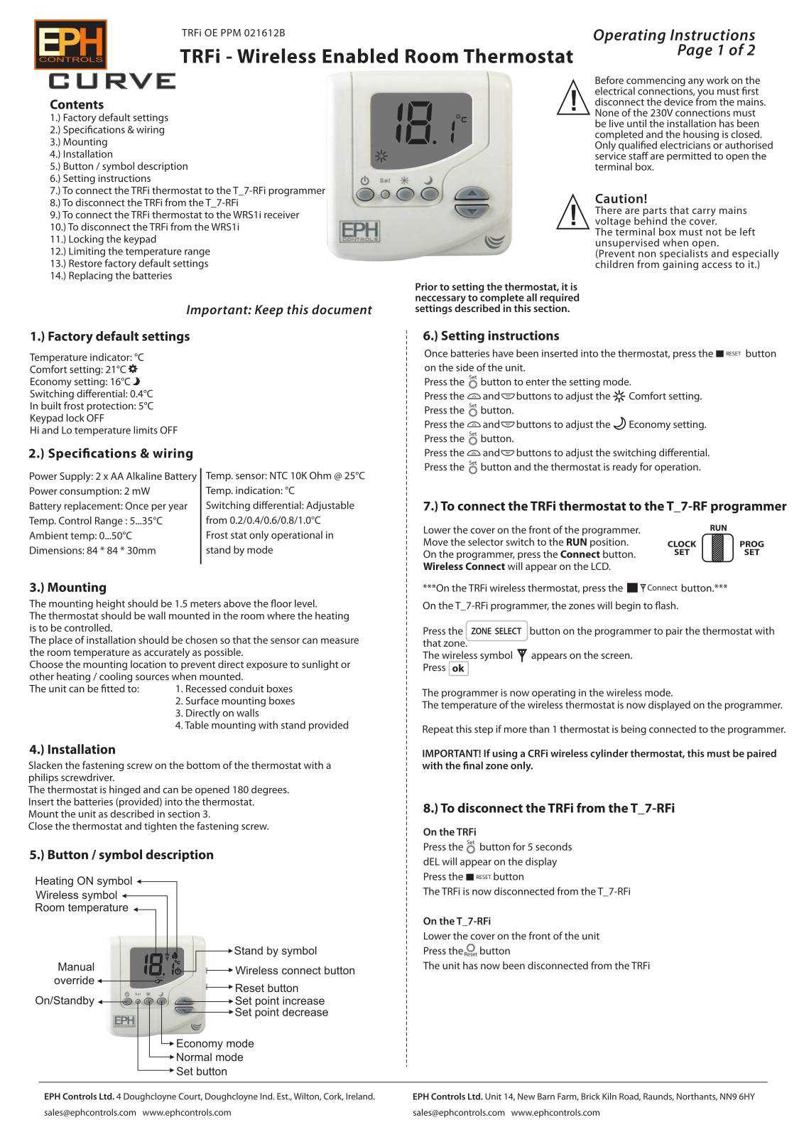 EPH TRFi Operating Instructions Manual - ManualMachine.com