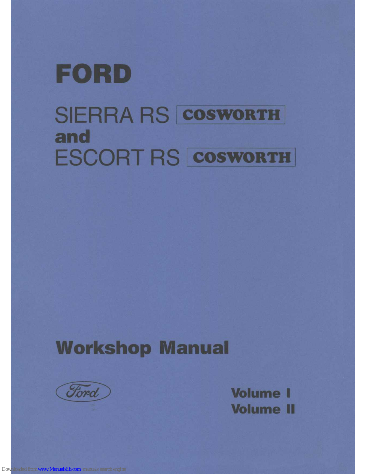 Ford Sierra RS, Escort RS Workshop Manual