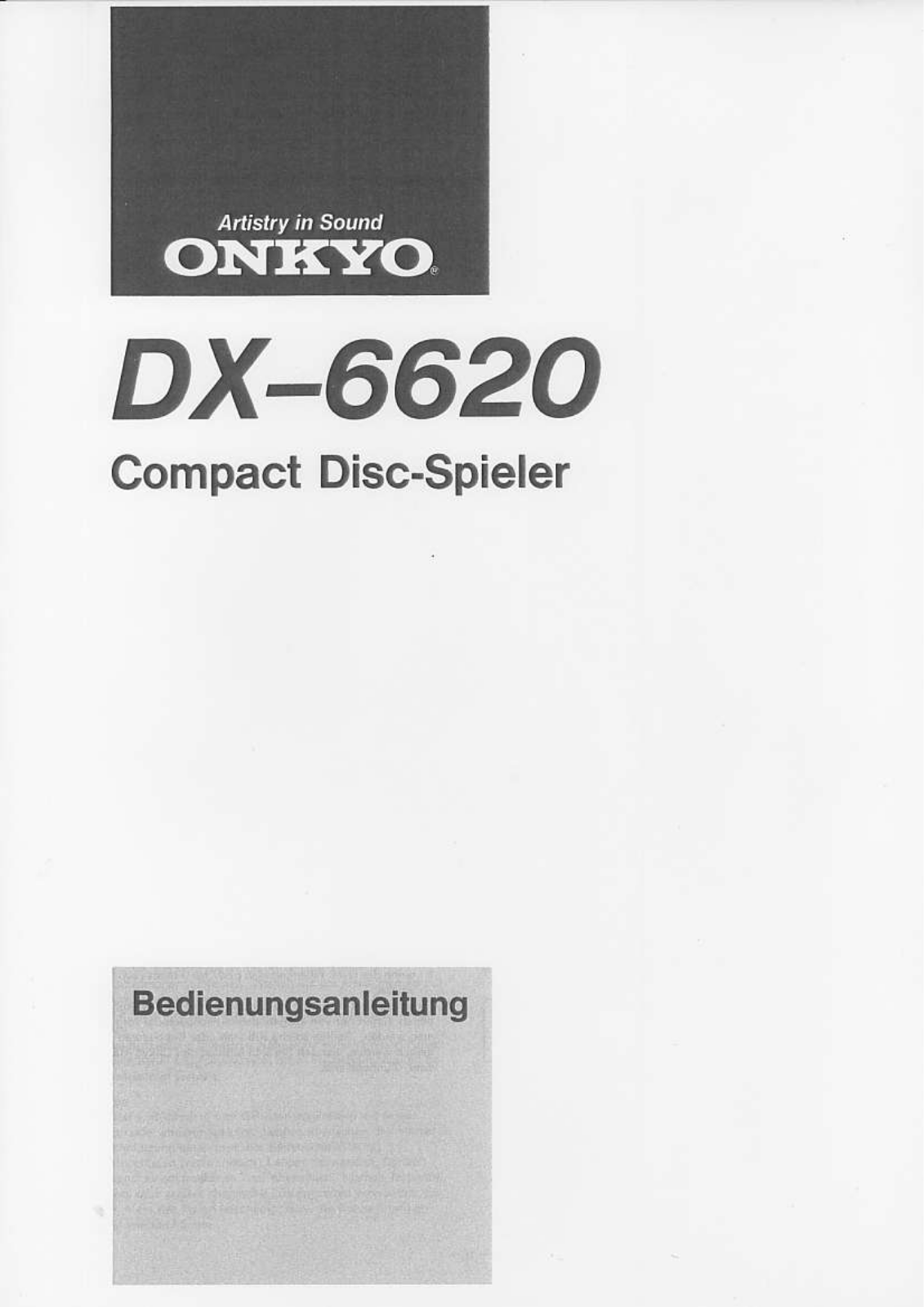 Onkyo DX-6620 Owners Manual