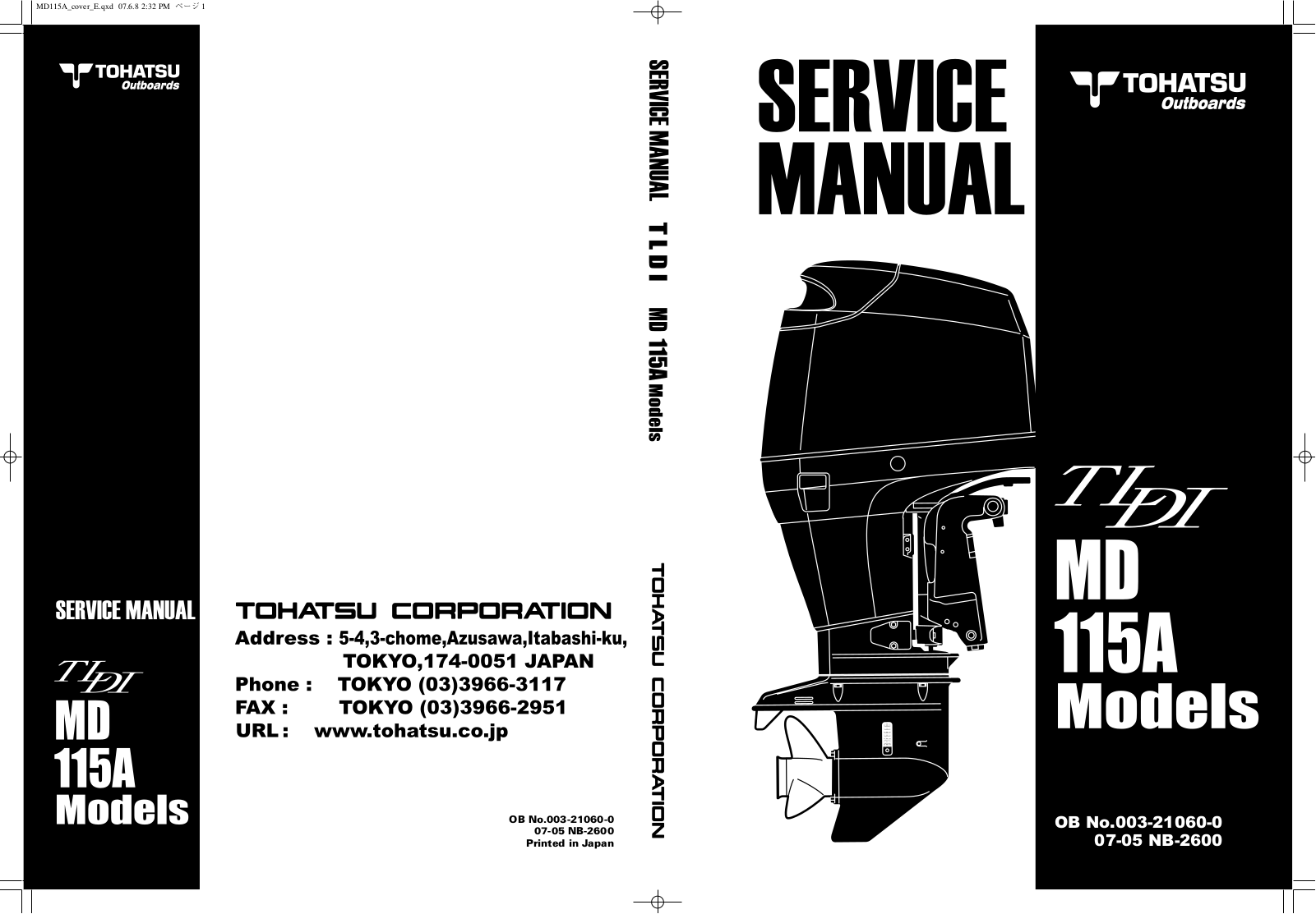 TOHATSU TLDI MD 115A SERIES Service Manual