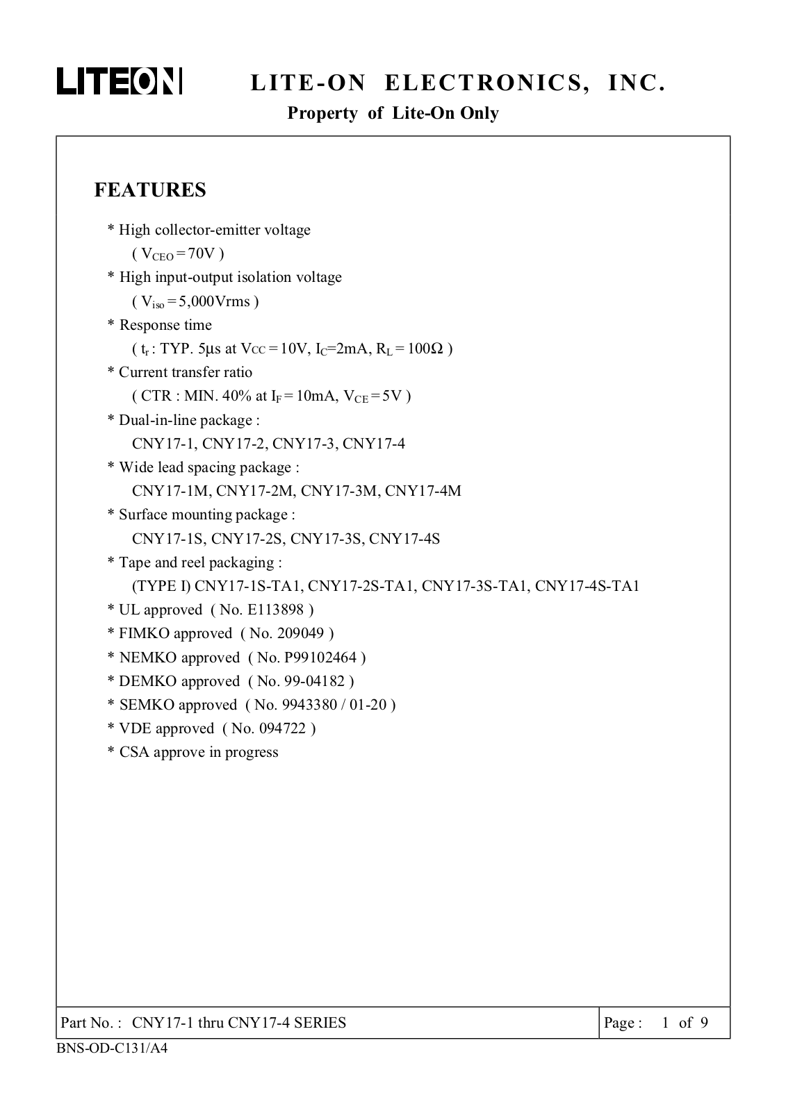 EVERLIGHT CNY 17/I Datasheet - ManualMachine.com